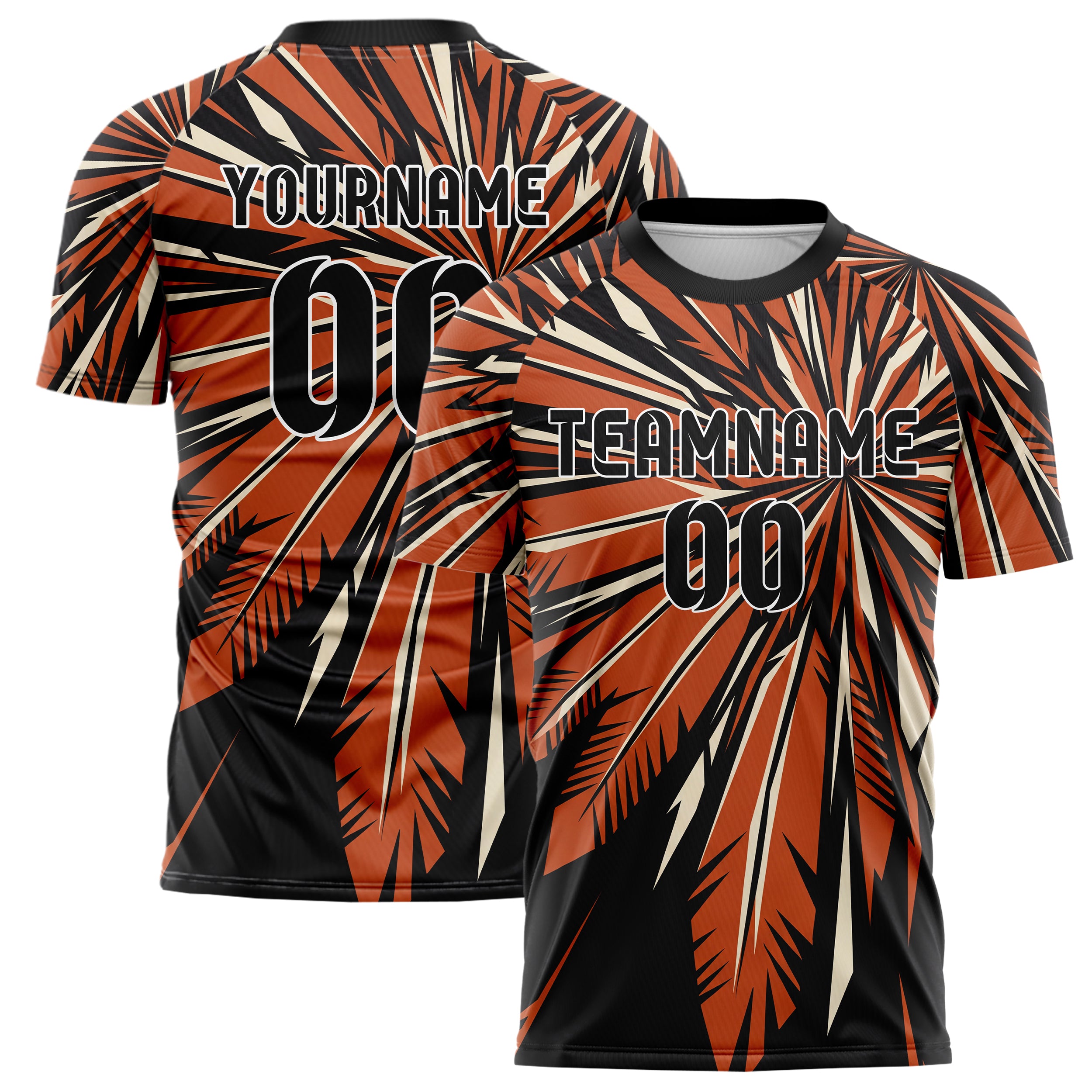 Black Orange White Eagle Feather Explosion Custom Soccer Jersey