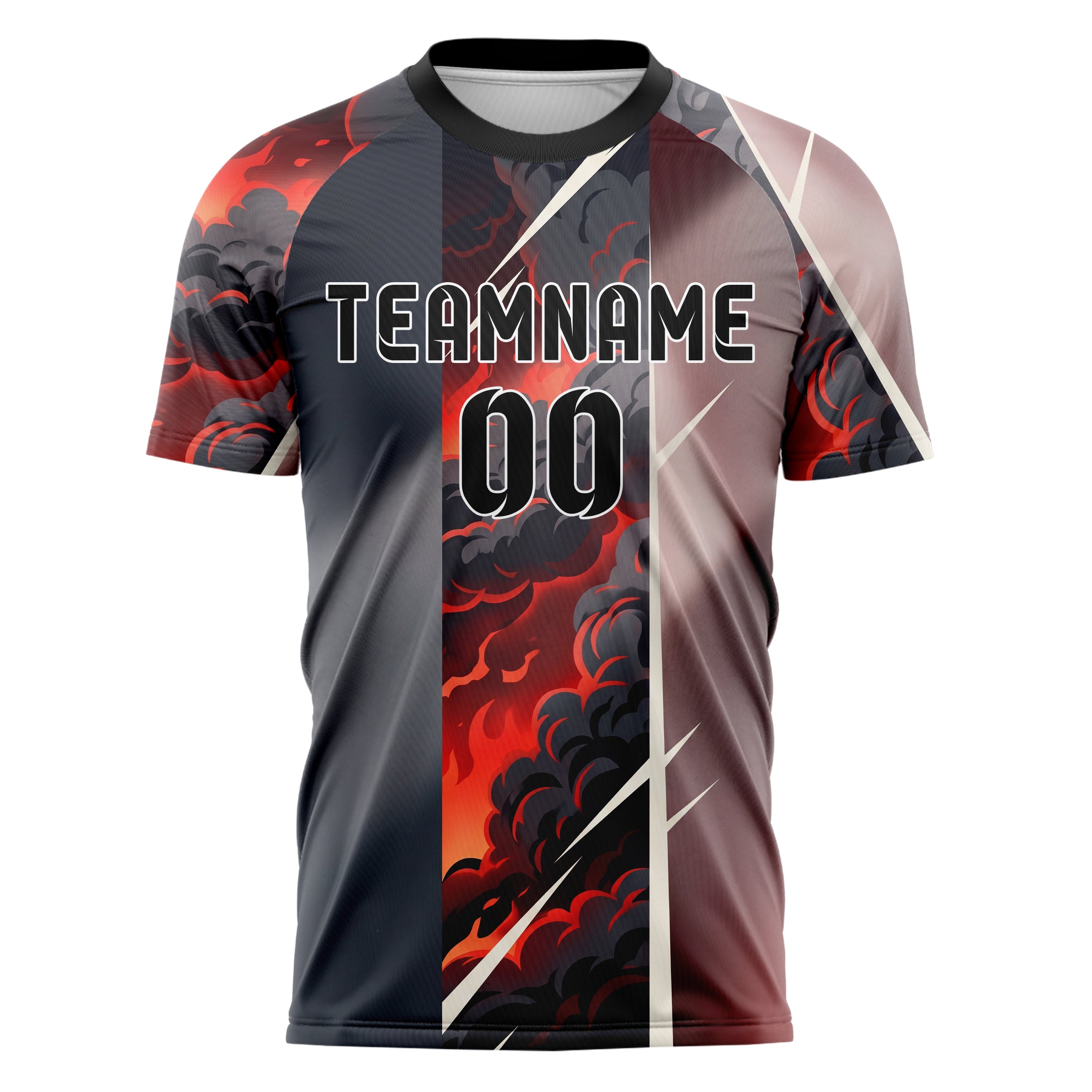 Black Red White Smoke And Fire Abstract Custom Soccer Jersey