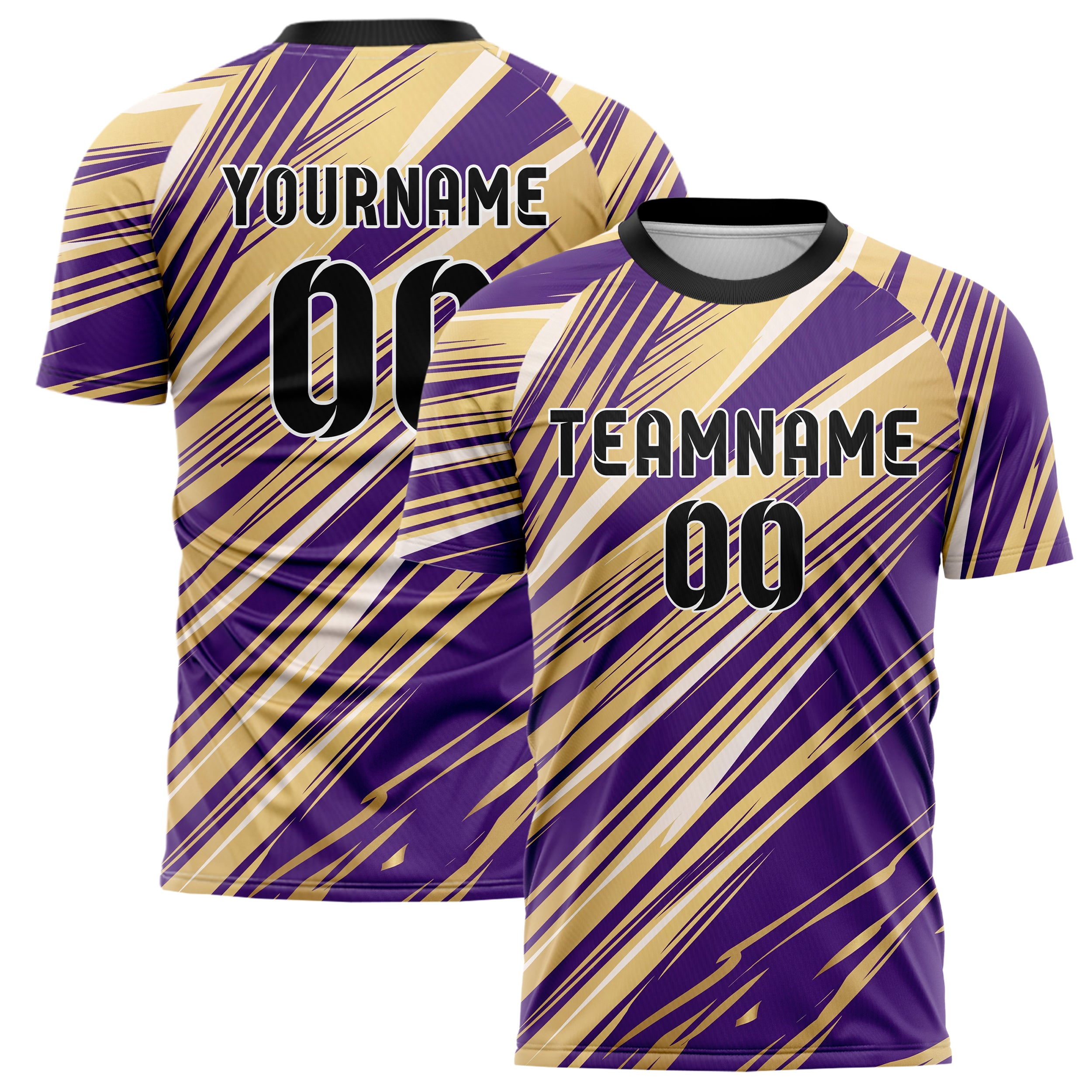 Purple Gold Speed Lines Vortex Custom Soccer Jersey