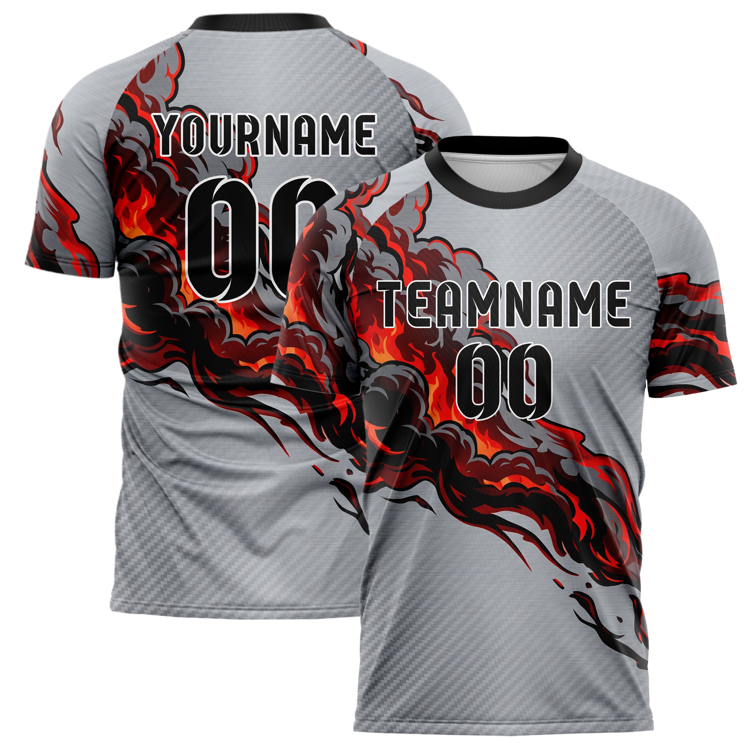 Steel Red Black Smoke And Fire Abstract Custom Soccer Jersey