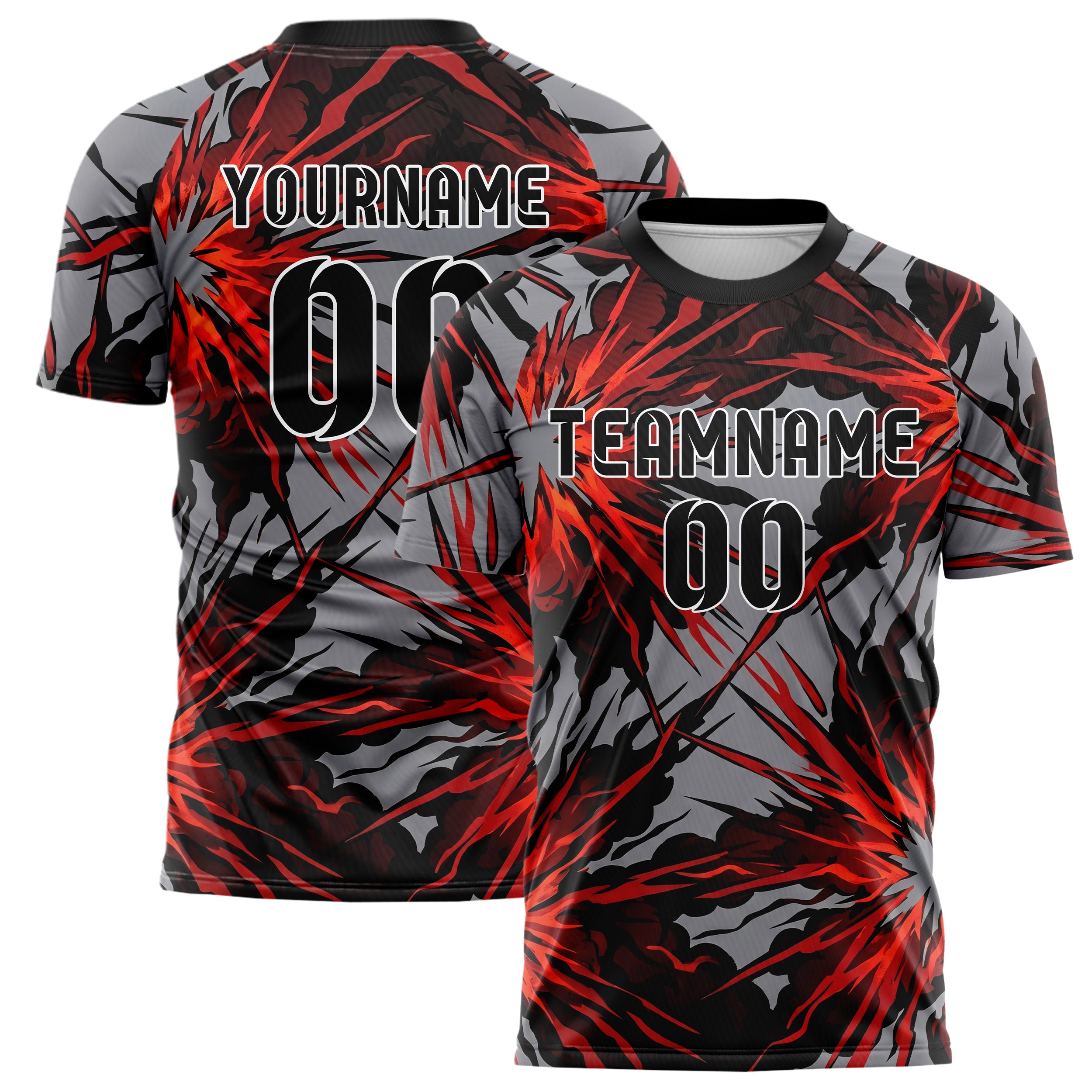 Steel Red Black Smoke And Fire Abstract Custom Soccer Jersey