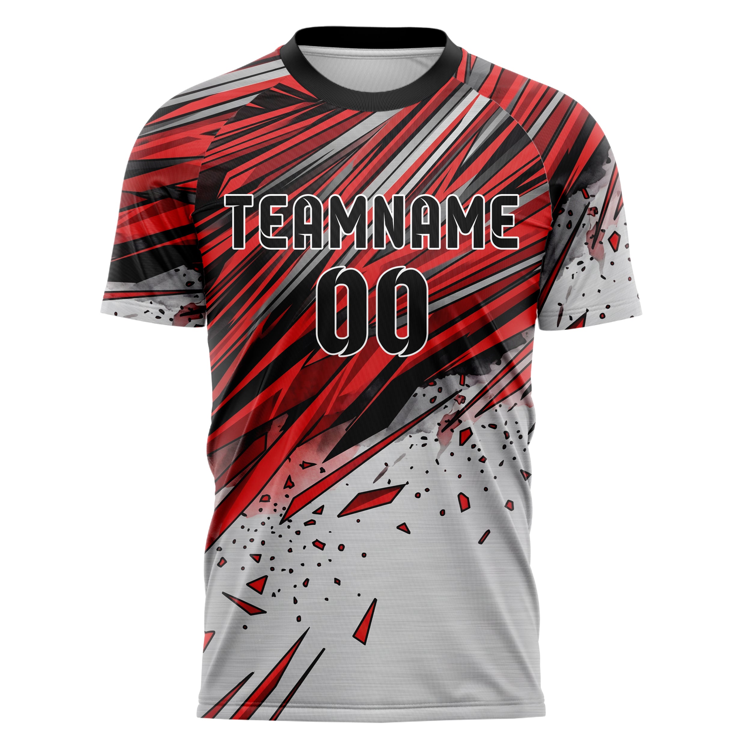 Steel Red Black Speed Lines Vortex Custom Soccer Jersey