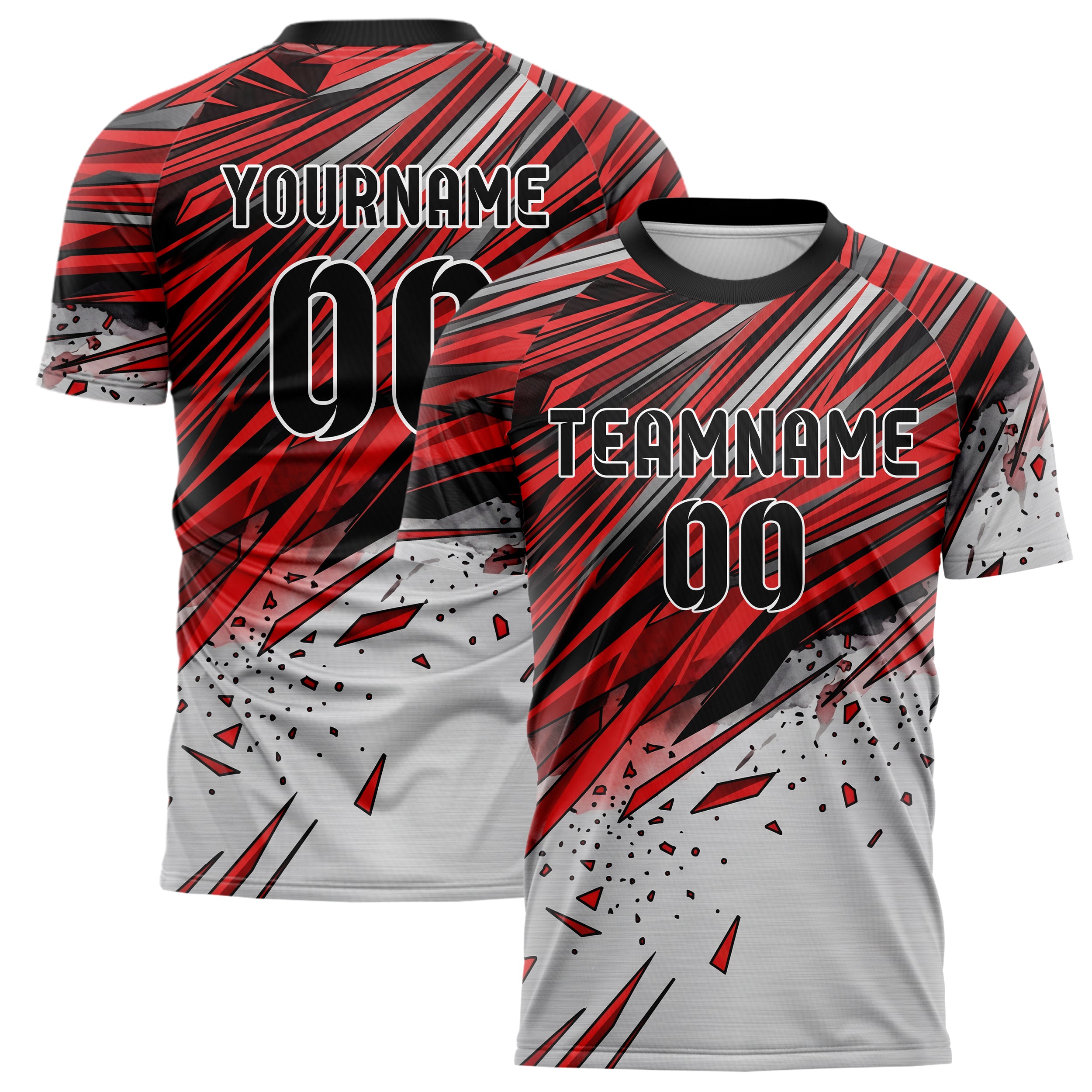 Steel Red Black Speed Lines Vortex Custom Soccer Jersey