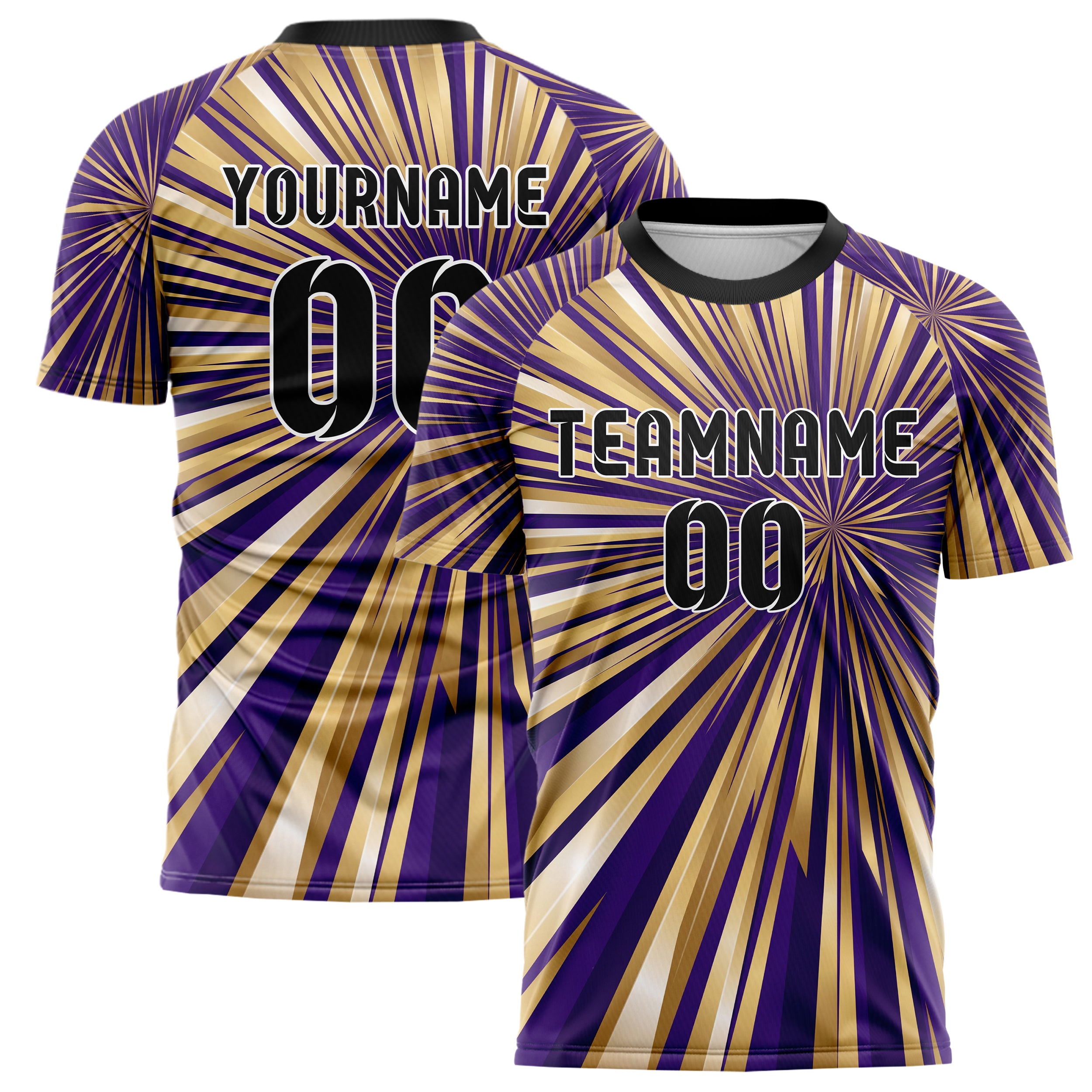 Purple Gold Speed Lines Vortex Custom Soccer Jersey
