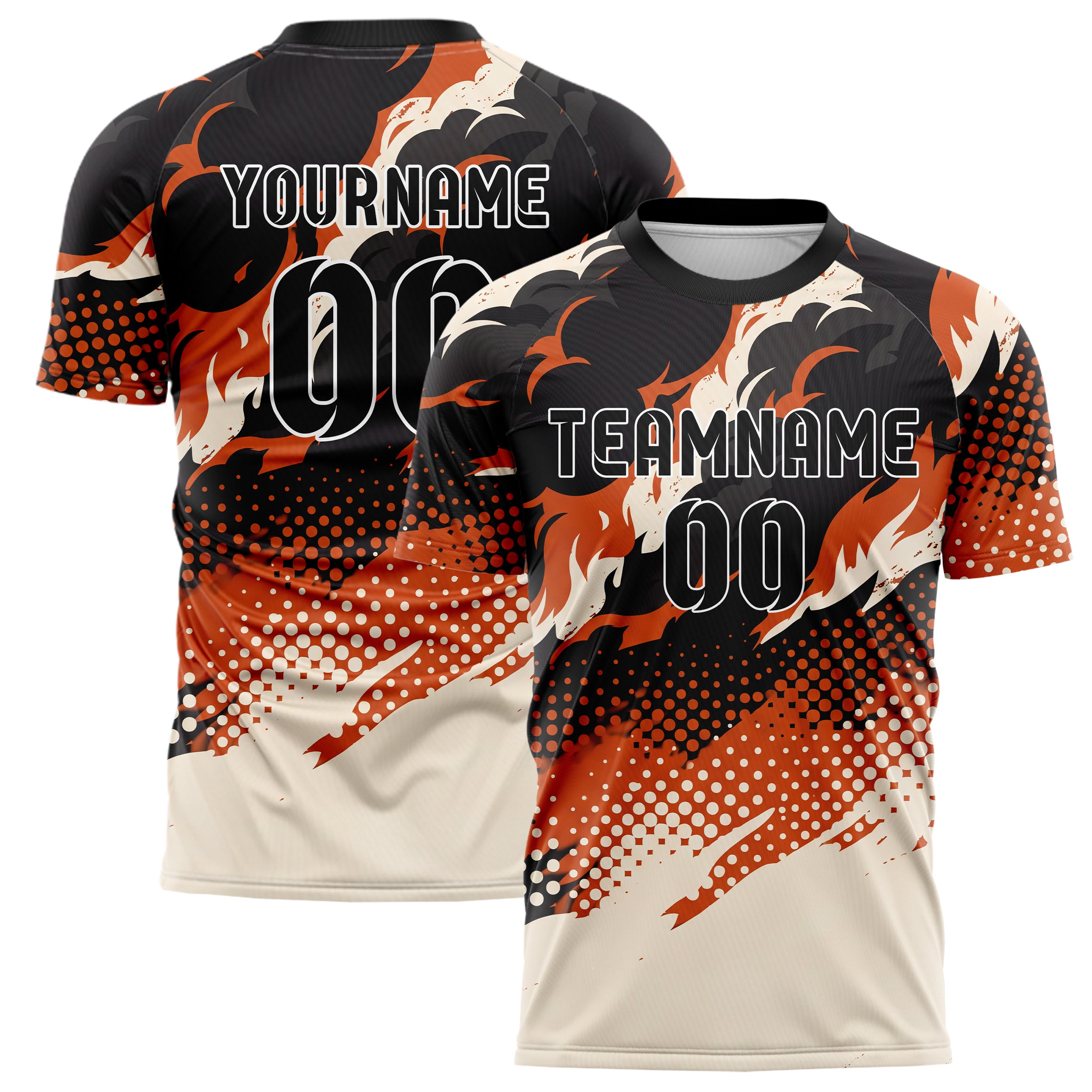 Black Orange White Smoke And Fire Abstract Custom Soccer Jersey