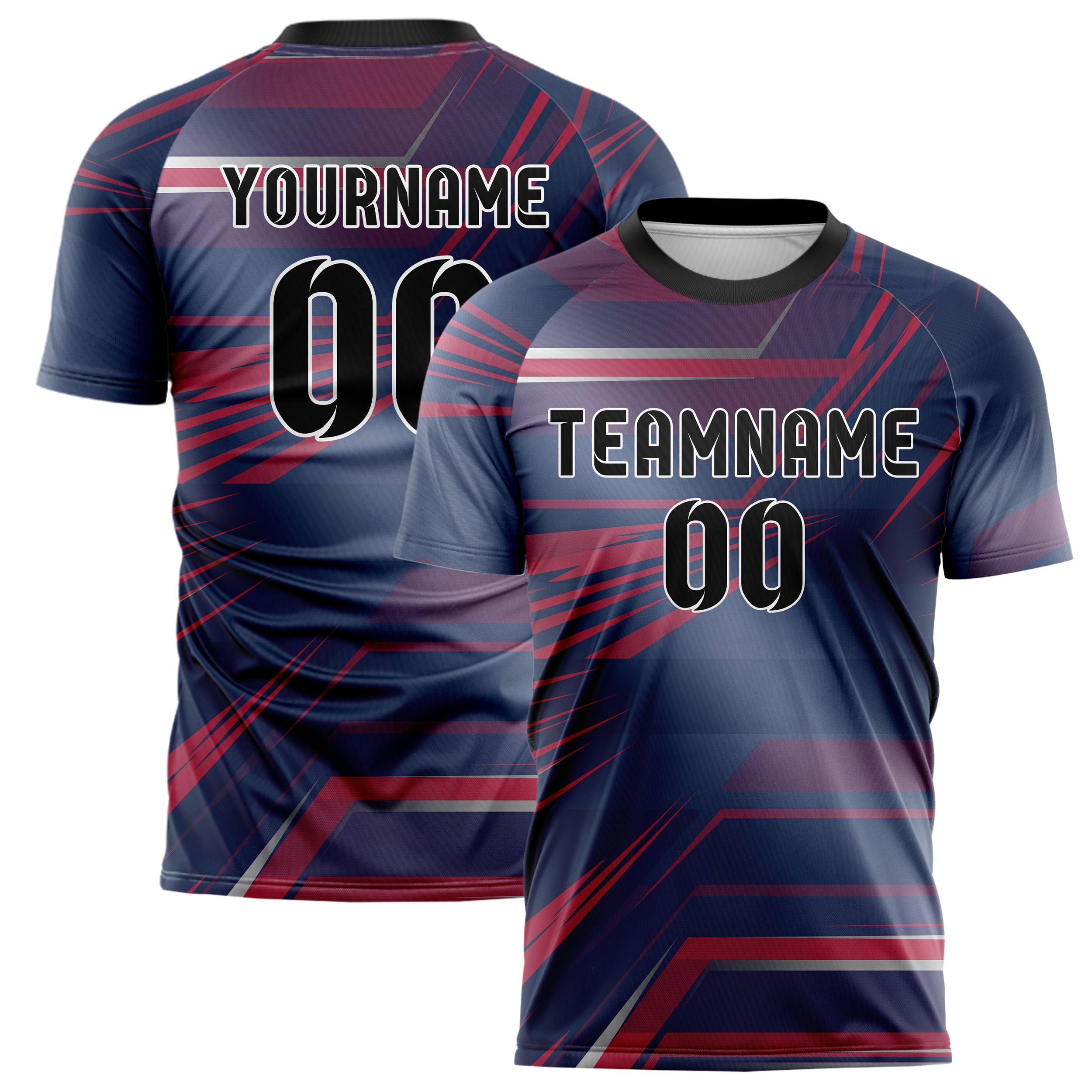 Navy Red Silver Speed Lines Vortex Custom Soccer Jersey