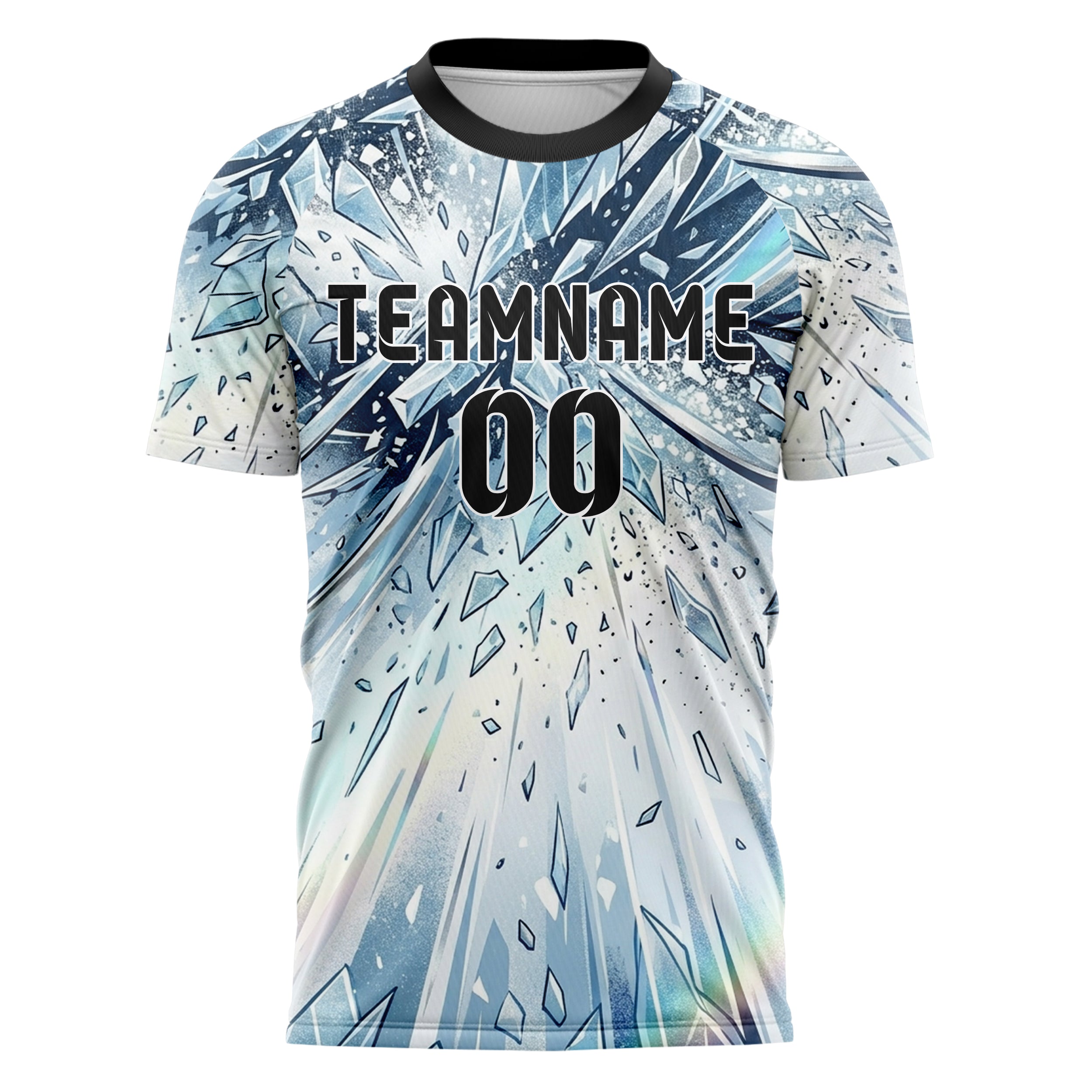 White Glacial Blue Navy Silver Alpine Carve Ice Fracture Custom Soccer Jersey