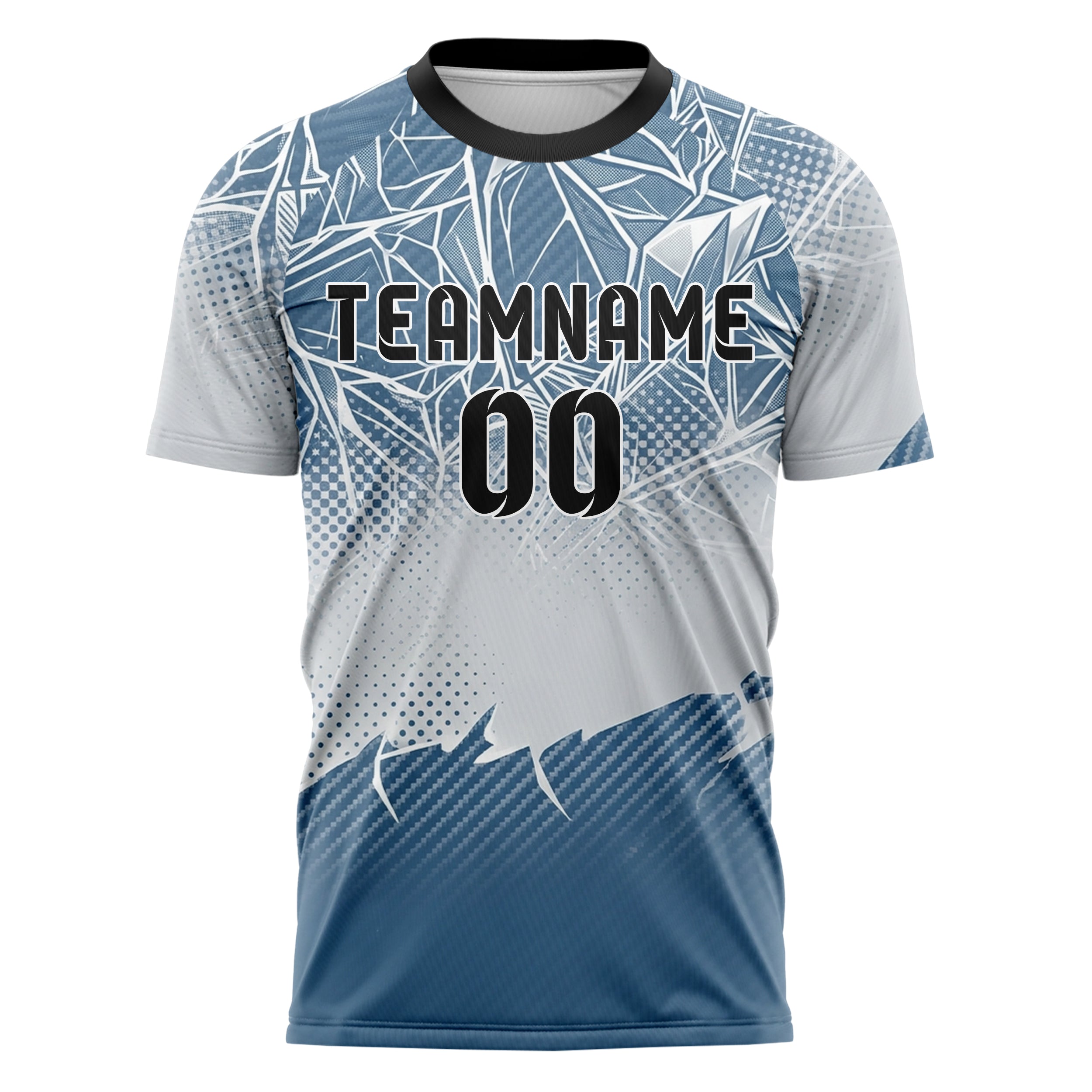Steel Blue White Grey Silver Glacier Network Geometry Custom Soccer Jersey