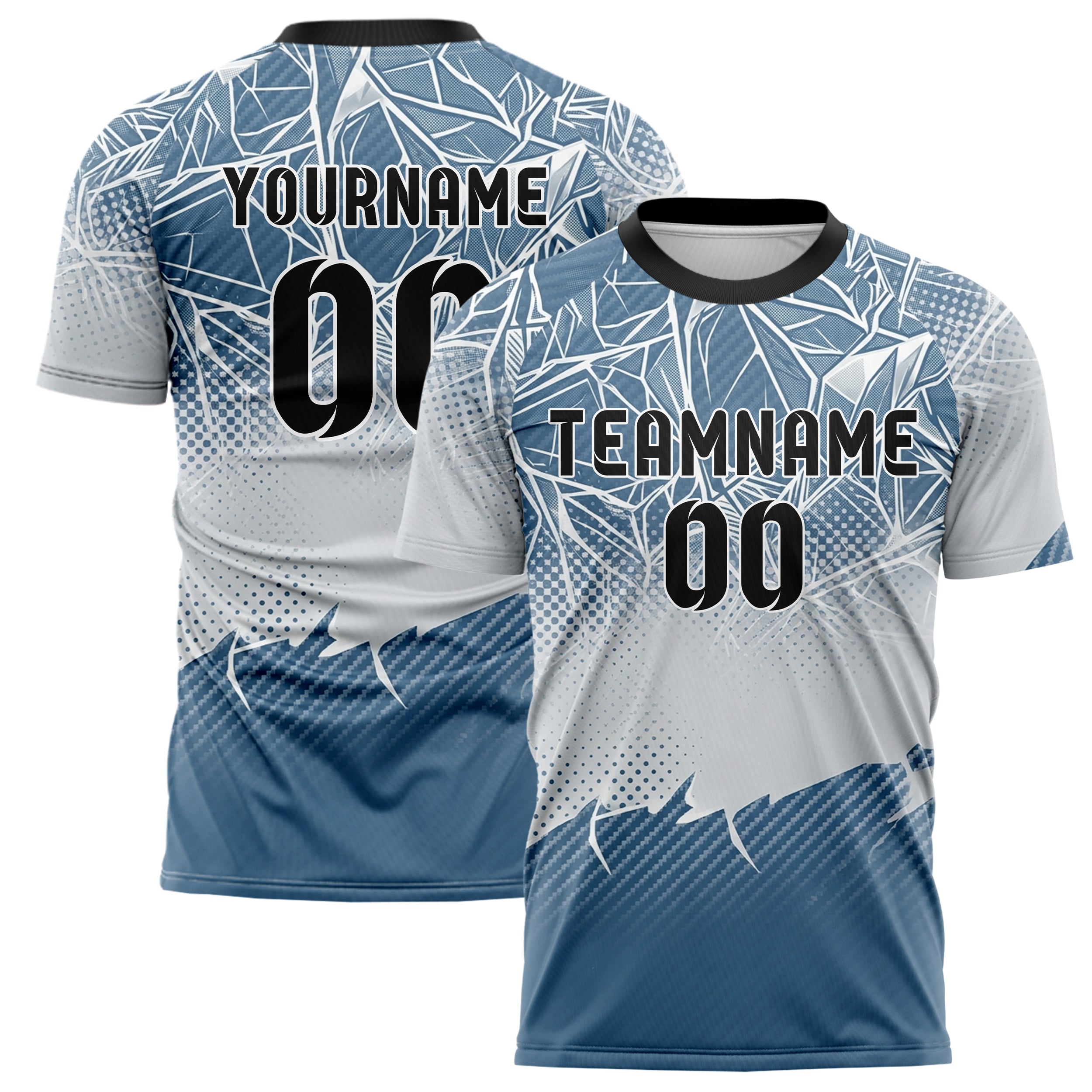 Steel Blue White Grey Silver Glacier Network Geometry Custom Soccer Jersey