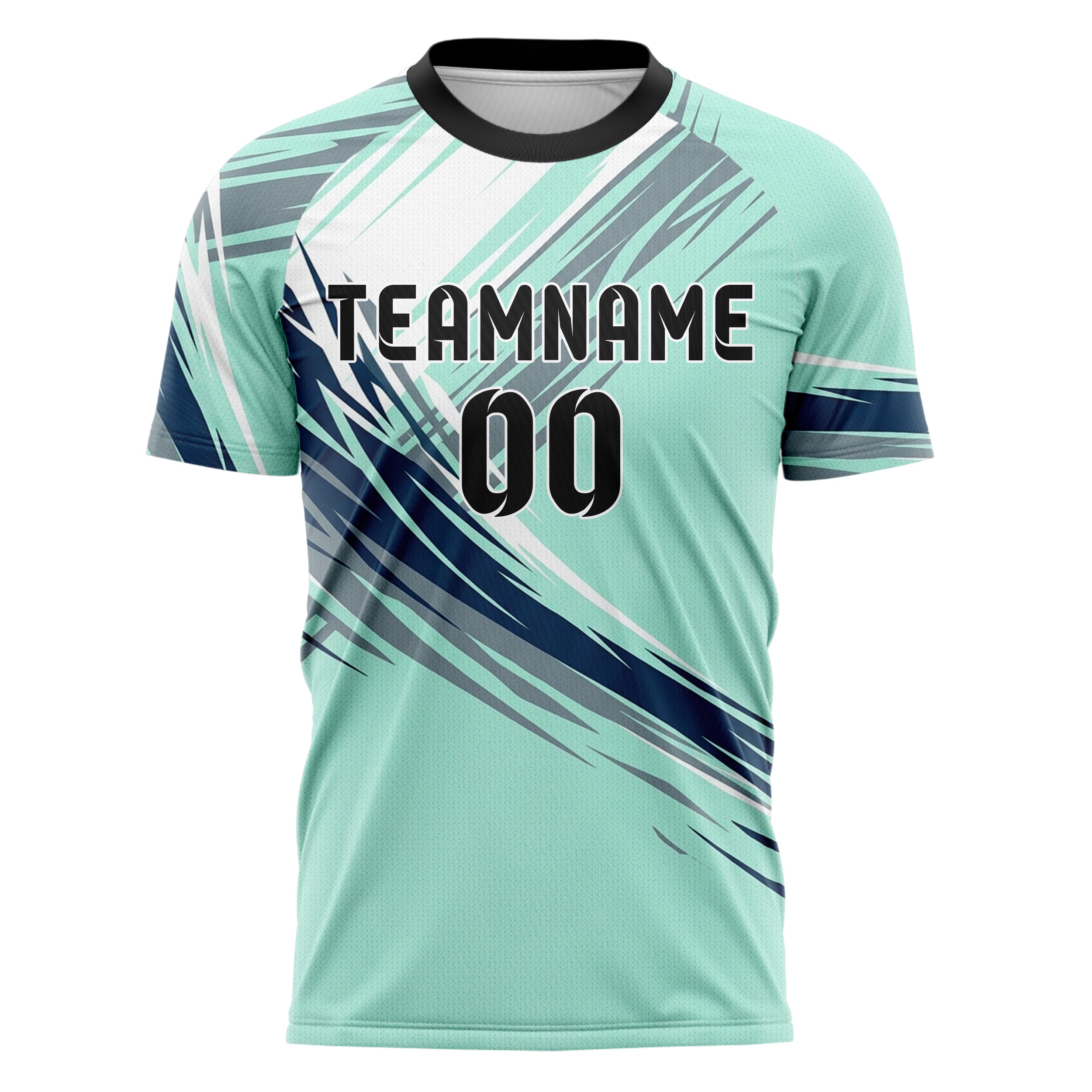 Arctic Mint White Steel Ink Slalom Gate Streaks Custom Soccer Jersey