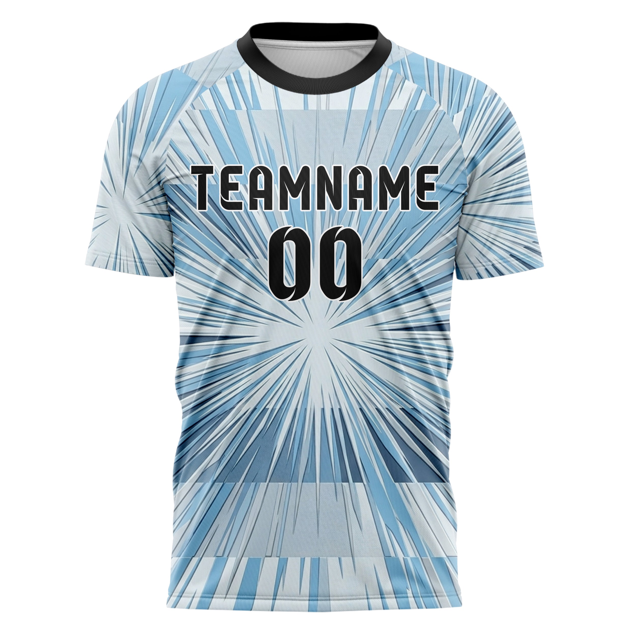 Ice White Sky Blue Slate Chrome Frost Crystal Burst Custom Soccer Jersey