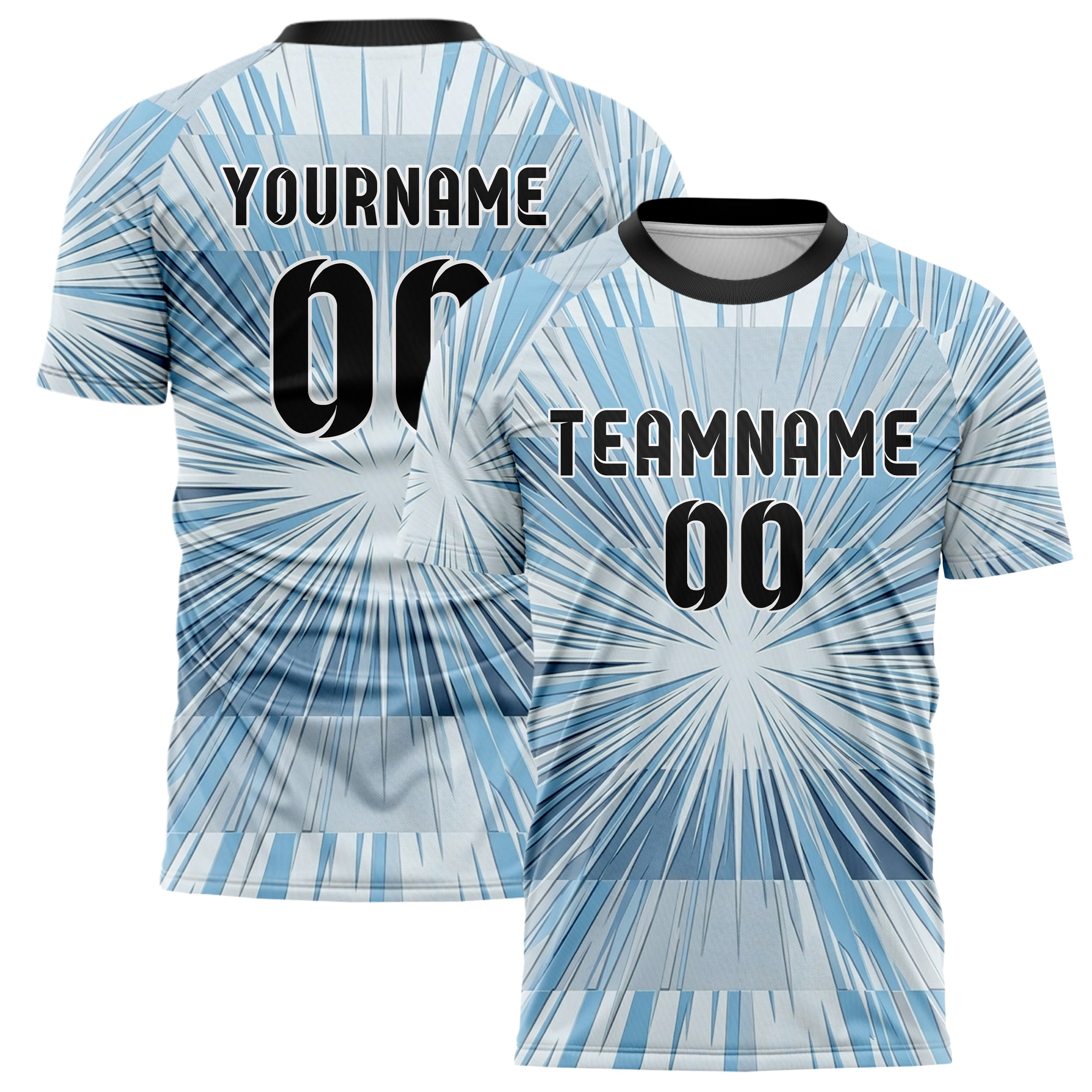 Ice White Sky Blue Slate Chrome Frost Crystal Burst Custom Soccer Jersey