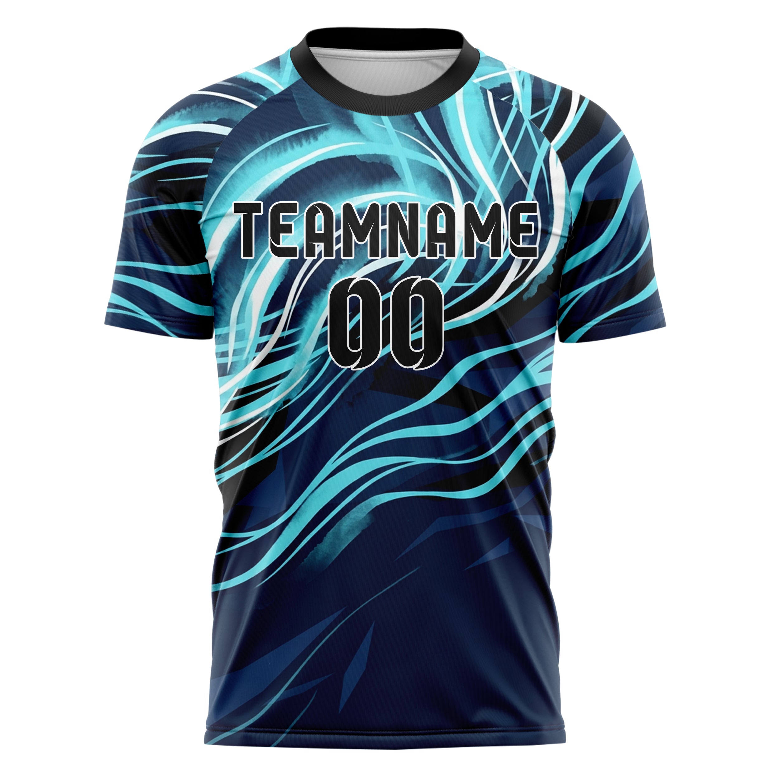 Midnight Blue Frost Cyan White Black Auroral Thermal Lines Custom Soccer Jersey