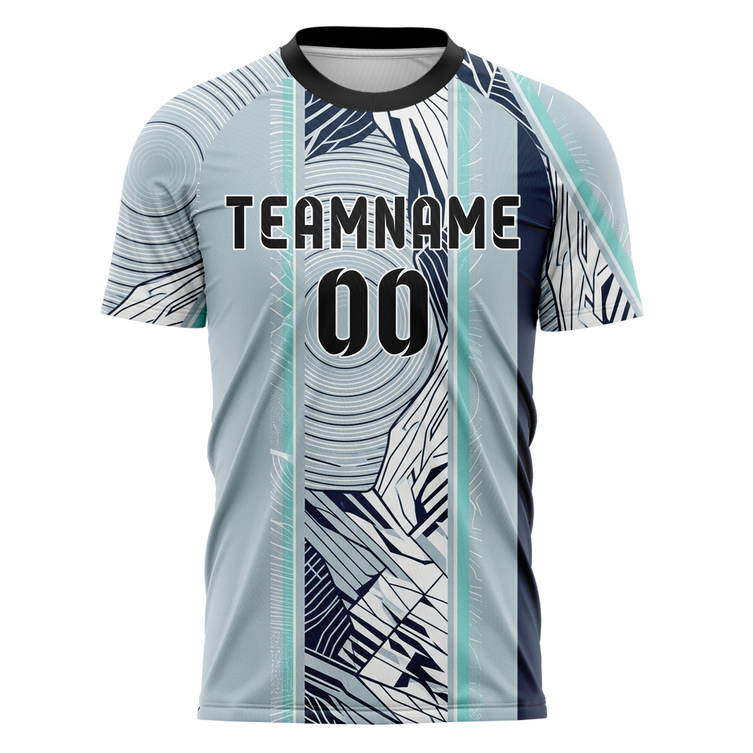 Pale Grey Blue White Navy Aqua Snowfield Contour Map Custom Soccer Jersey