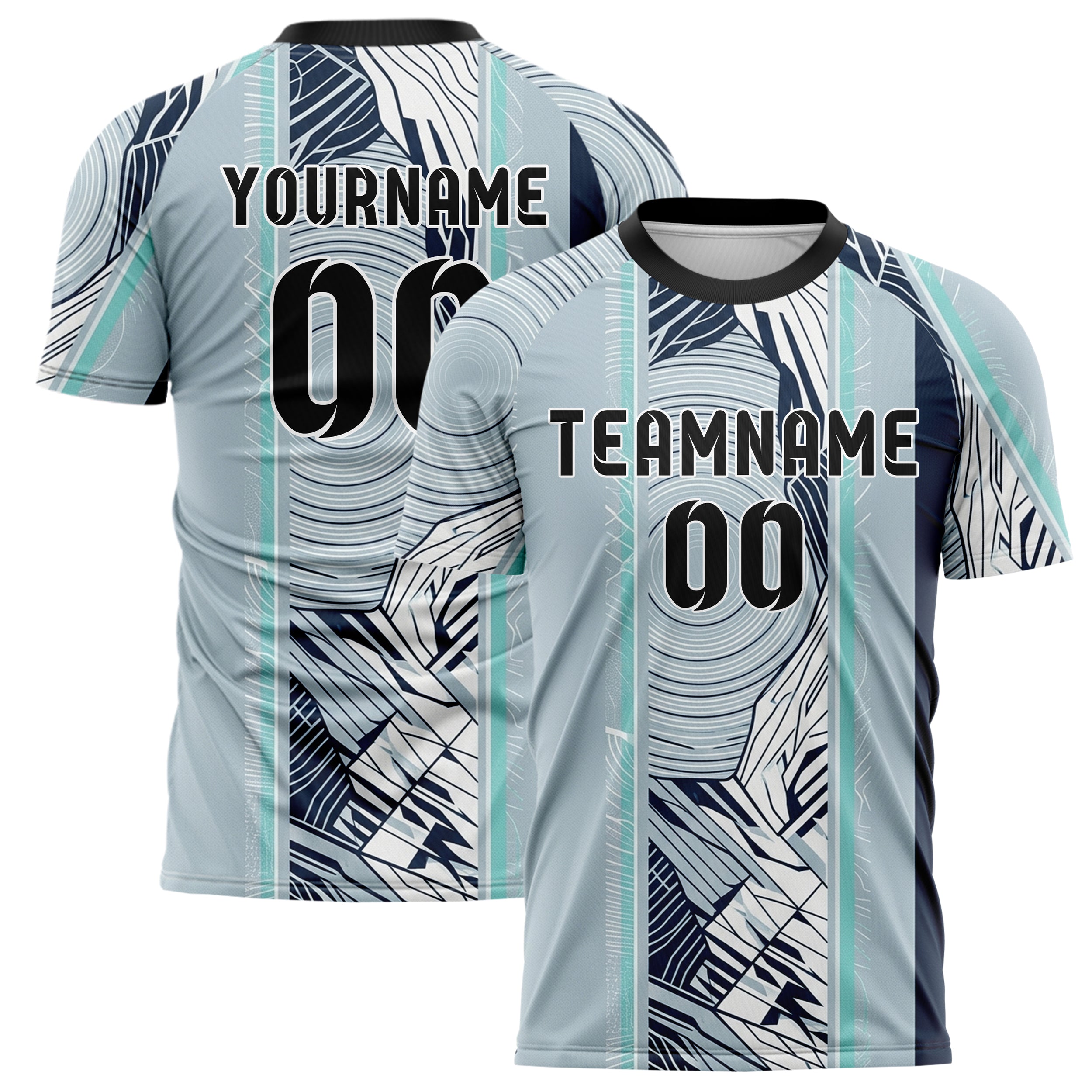 Pale Grey Blue White Navy Aqua Snowfield Contour Map Custom Soccer Jersey