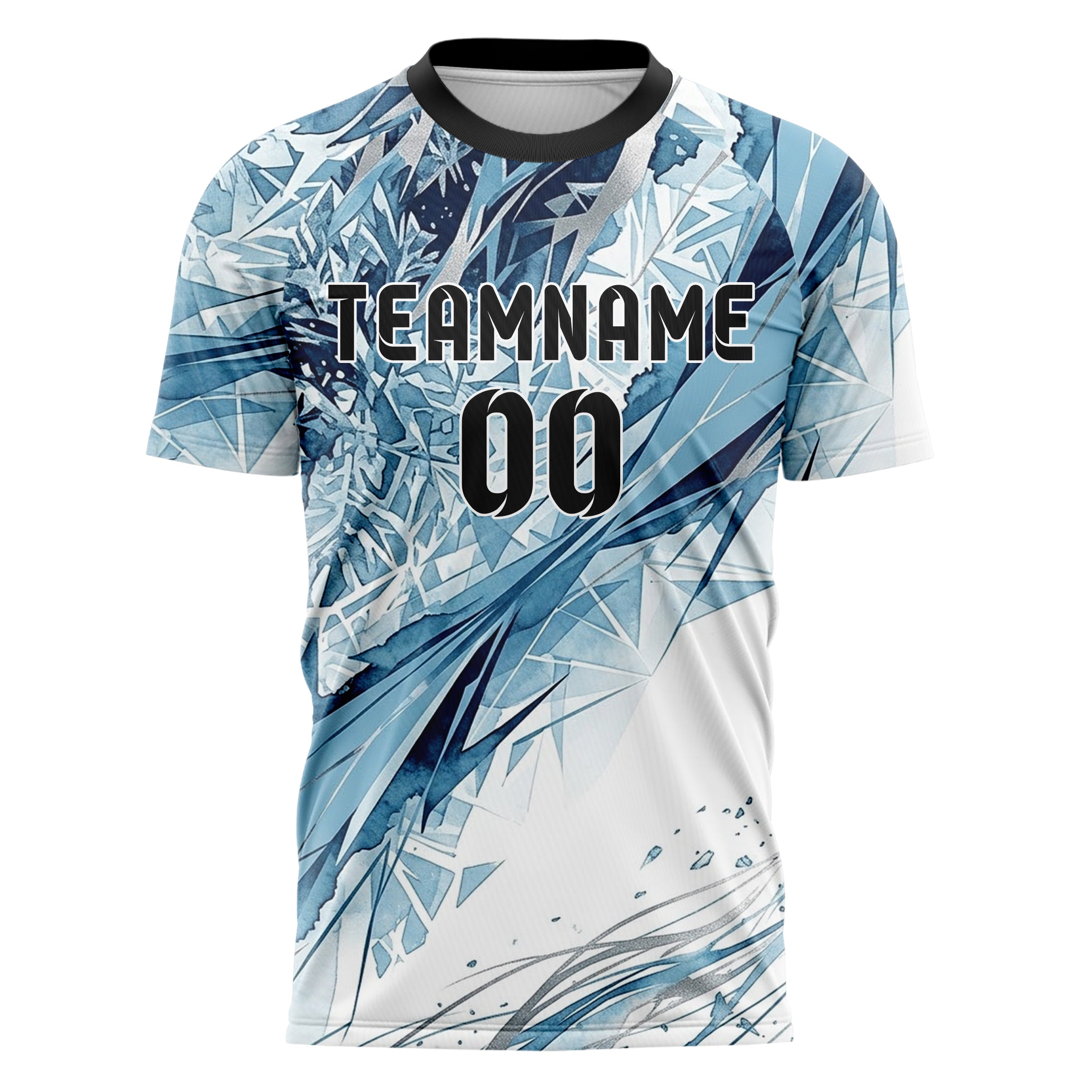 White Glacial Blue Navy Silver Snowstorm Visibility Transition Custom Soccer Jersey