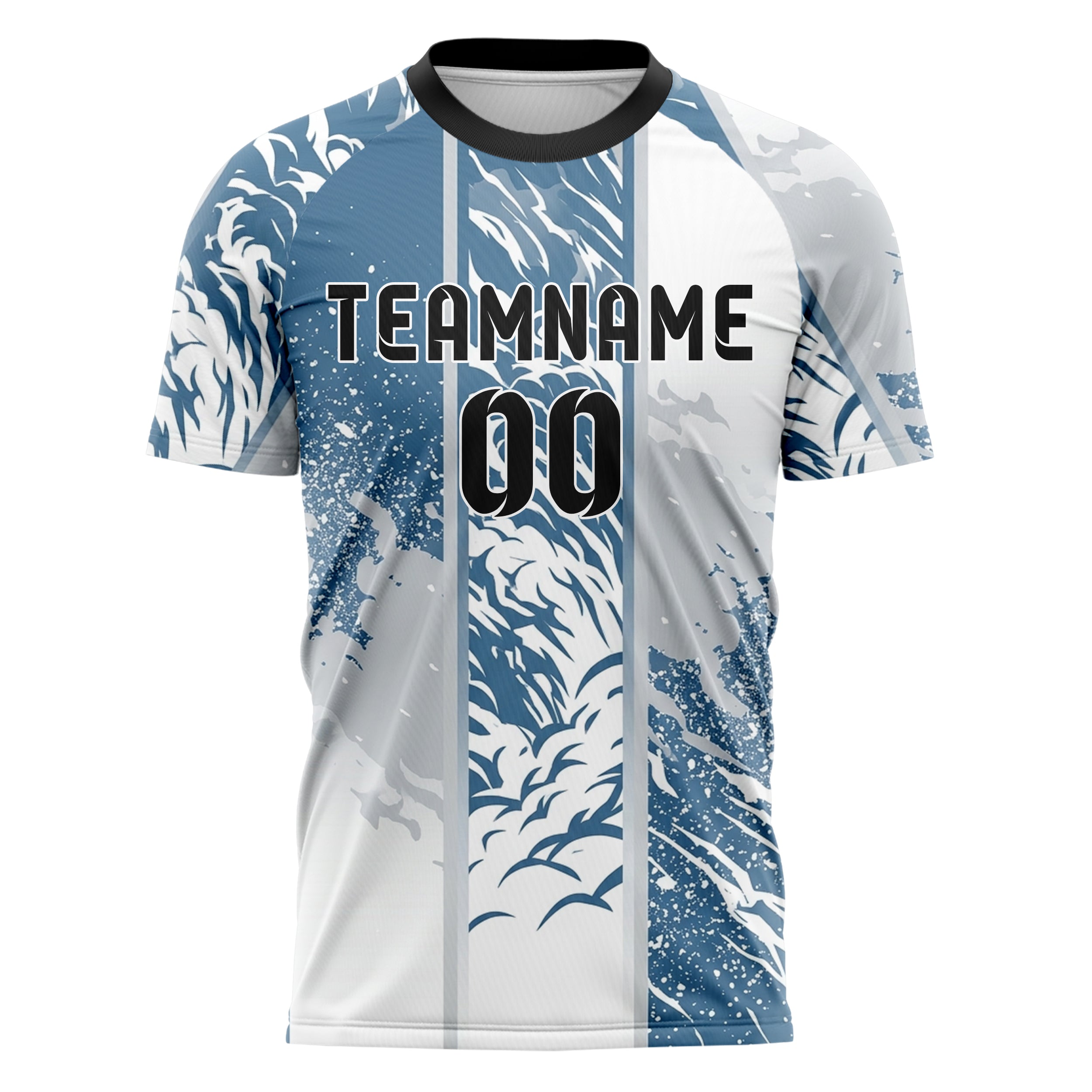 Steel Blue White Grey Silver Avalanche Powder Plume Custom Soccer Jersey
