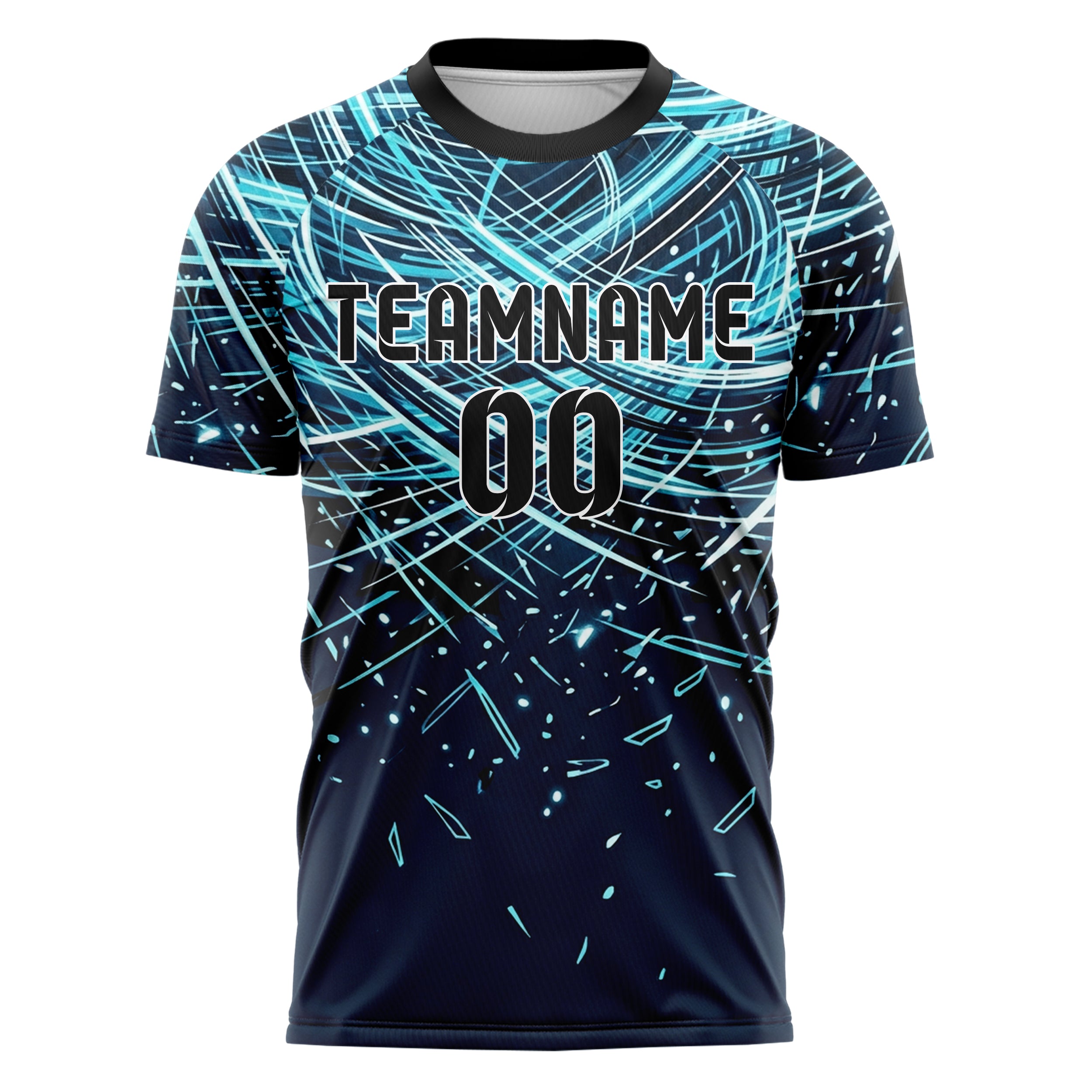 Midnight Blue Frost Cyan White Black Auroral Thermal Lines Custom Soccer Jersey