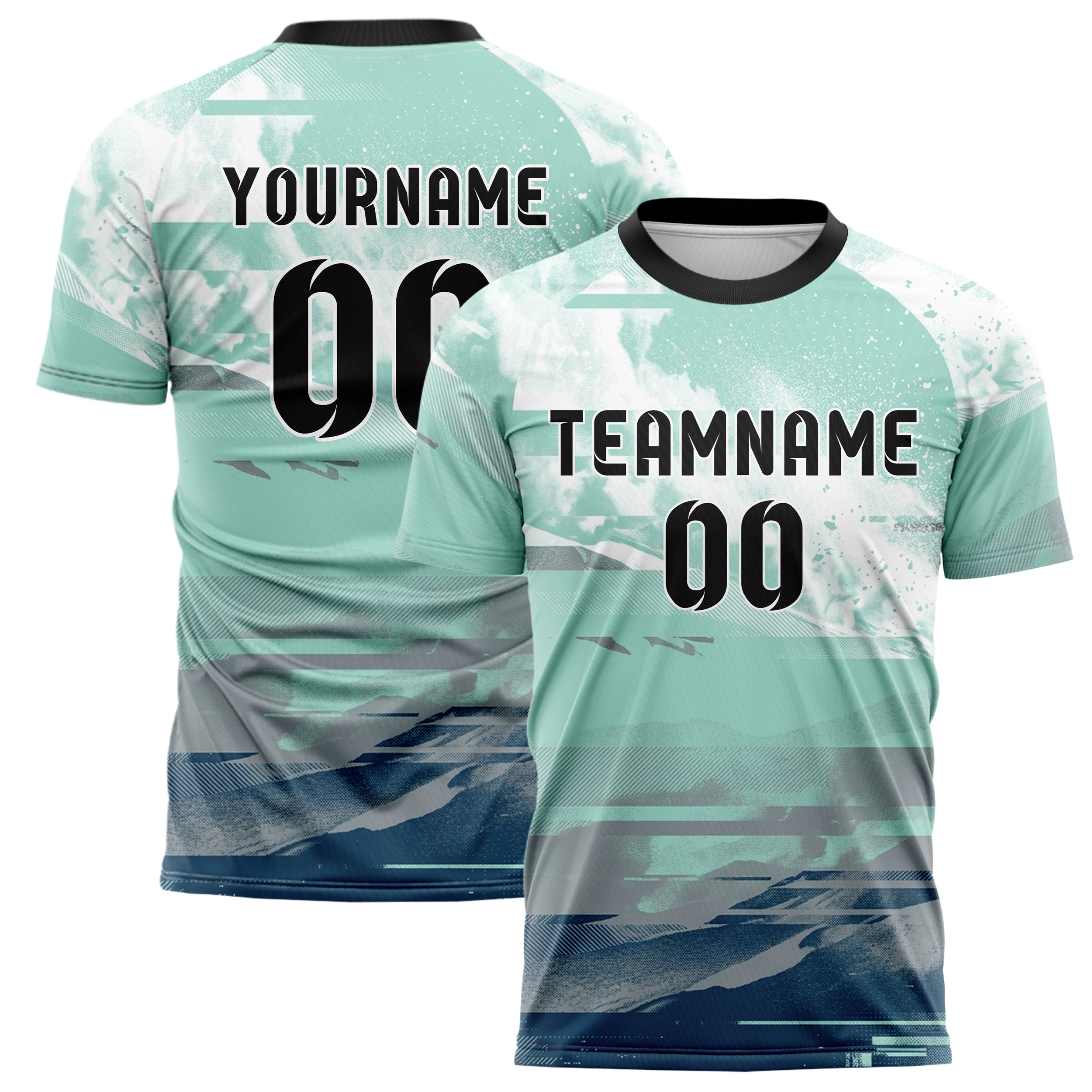 Arctic Mint White Steel Ink Avalanche Powder Plume Custom Soccer Jersey