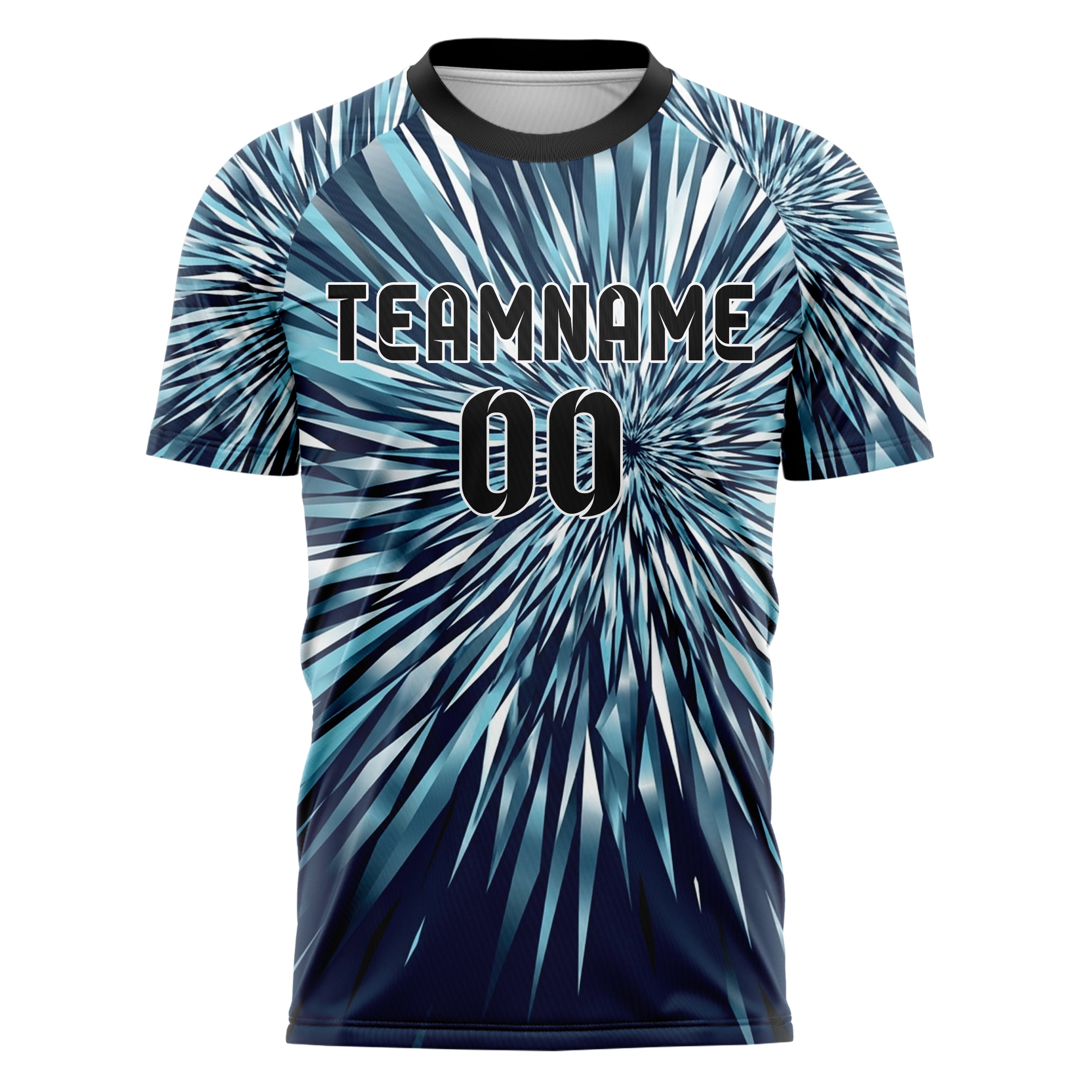 Midnight Blue Frost Cyan White Black Snowstorm Visibility Transition Custom Soccer Jersey