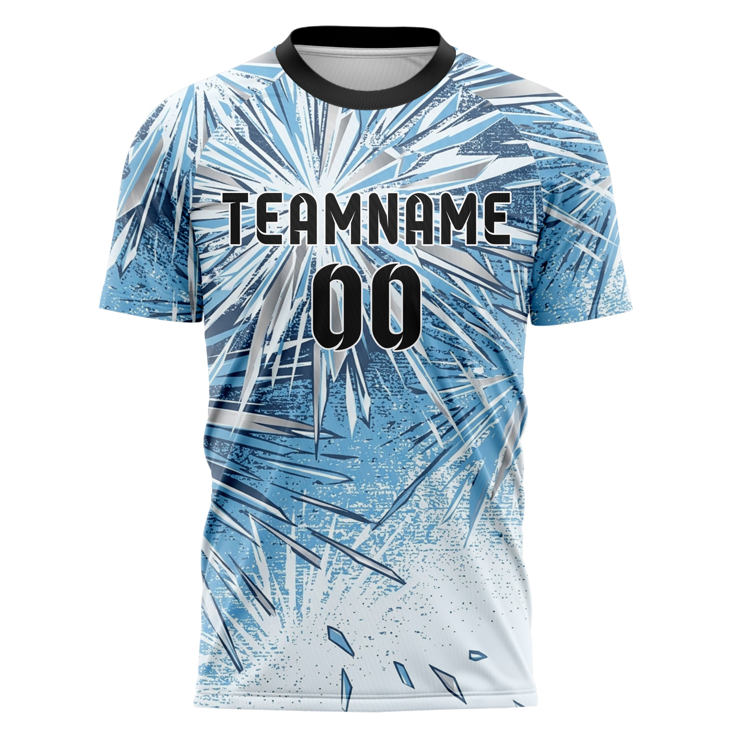 Ice White Sky Blue Slate Chrome Frost Crystal Burst Custom Soccer Jersey