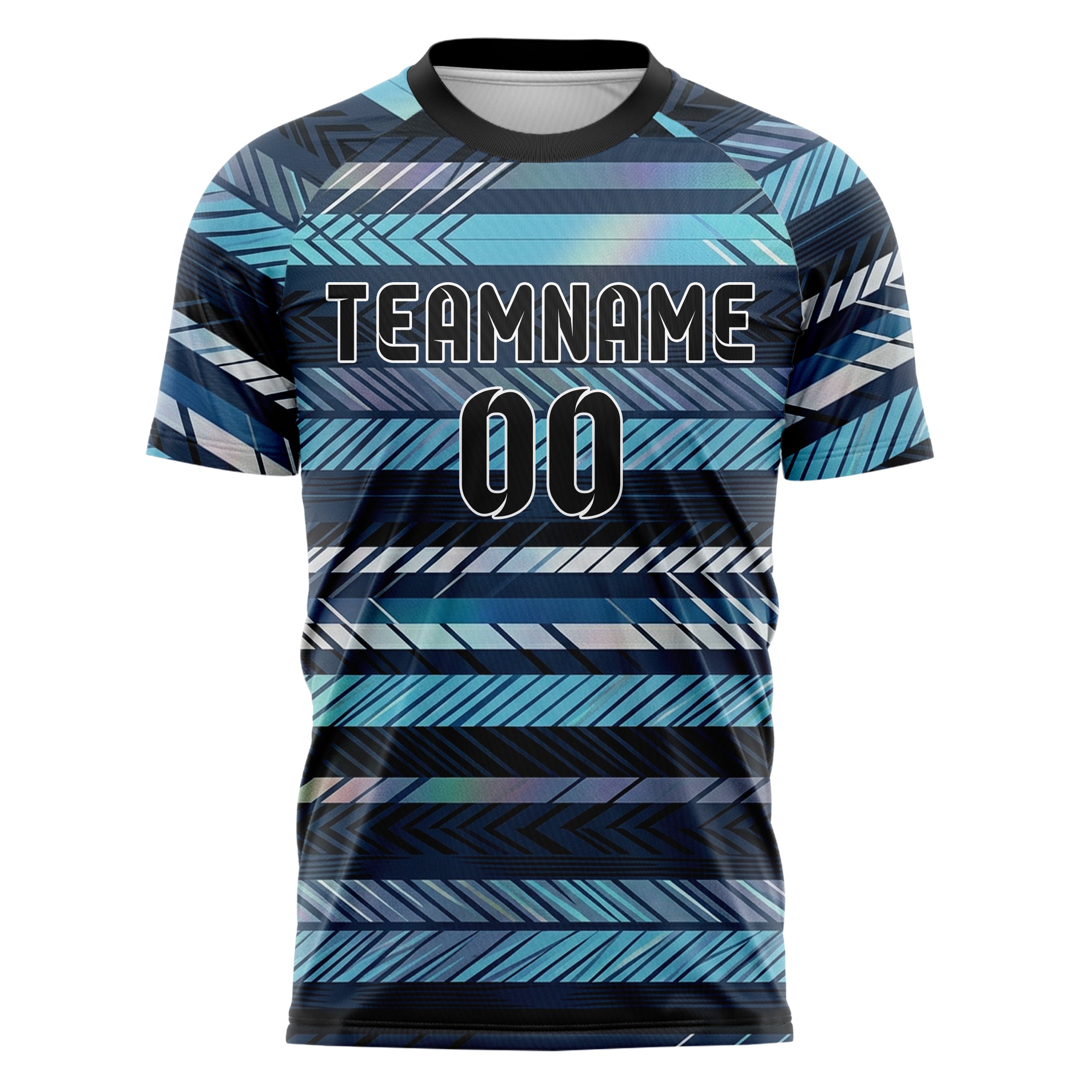 Midnight Blue Frost Cyan White Black Nordic Track Weave Custom Soccer Jersey