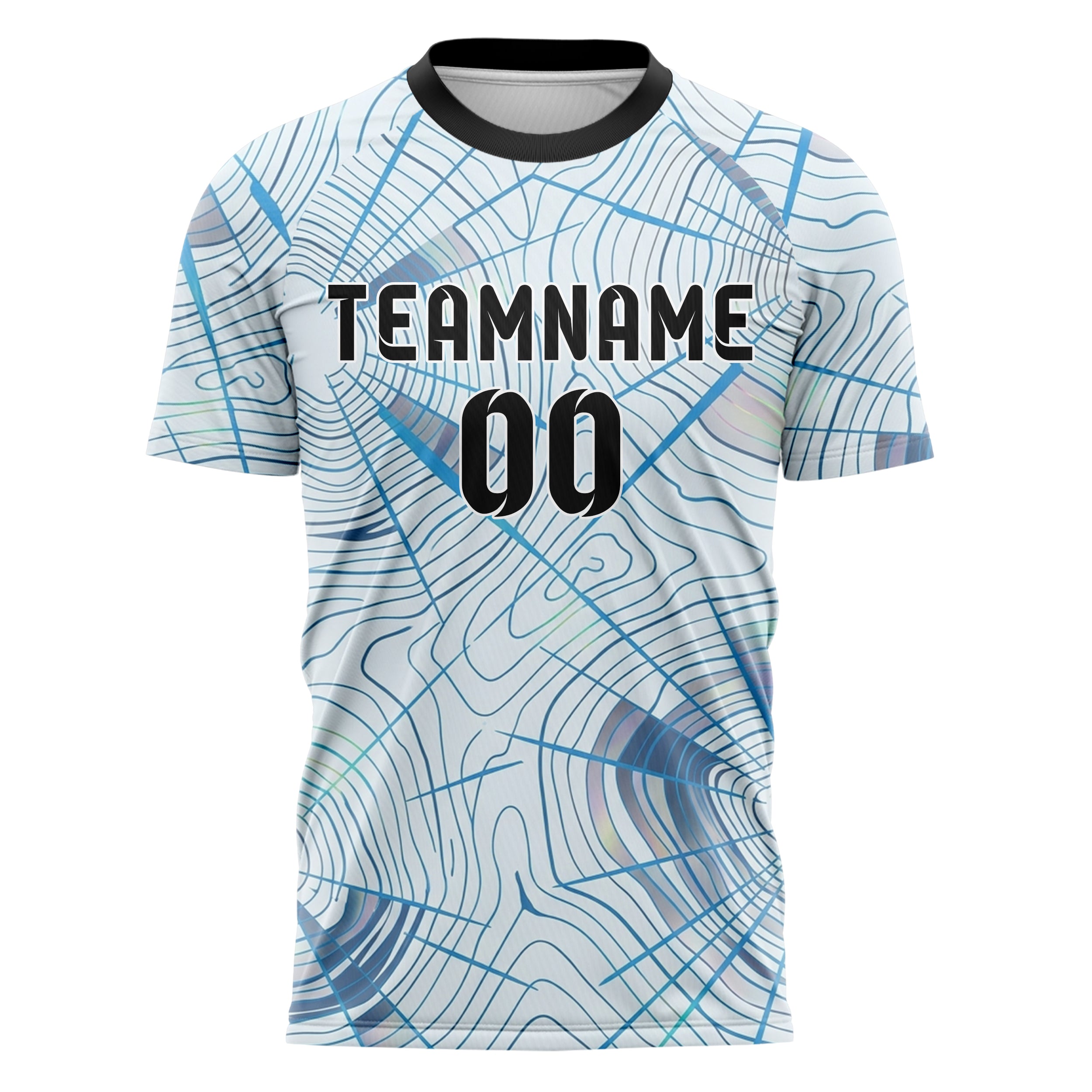 Ice White Sky Blue Slate Chrome Snowfield Contour Map Custom Soccer Jersey