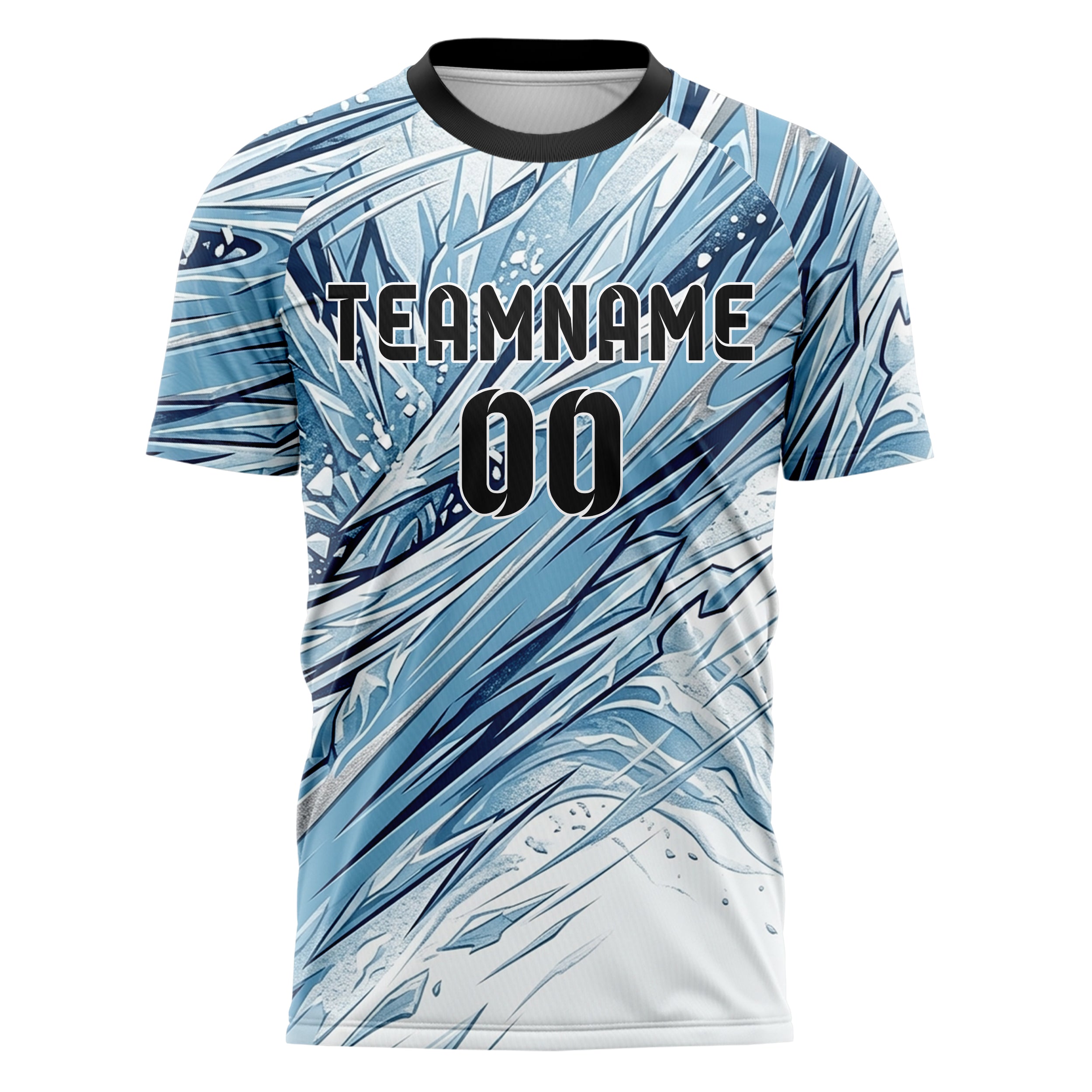 White Glacial Blue Navy Silver Alpine Carve Ice Fracture Custom Soccer Jersey