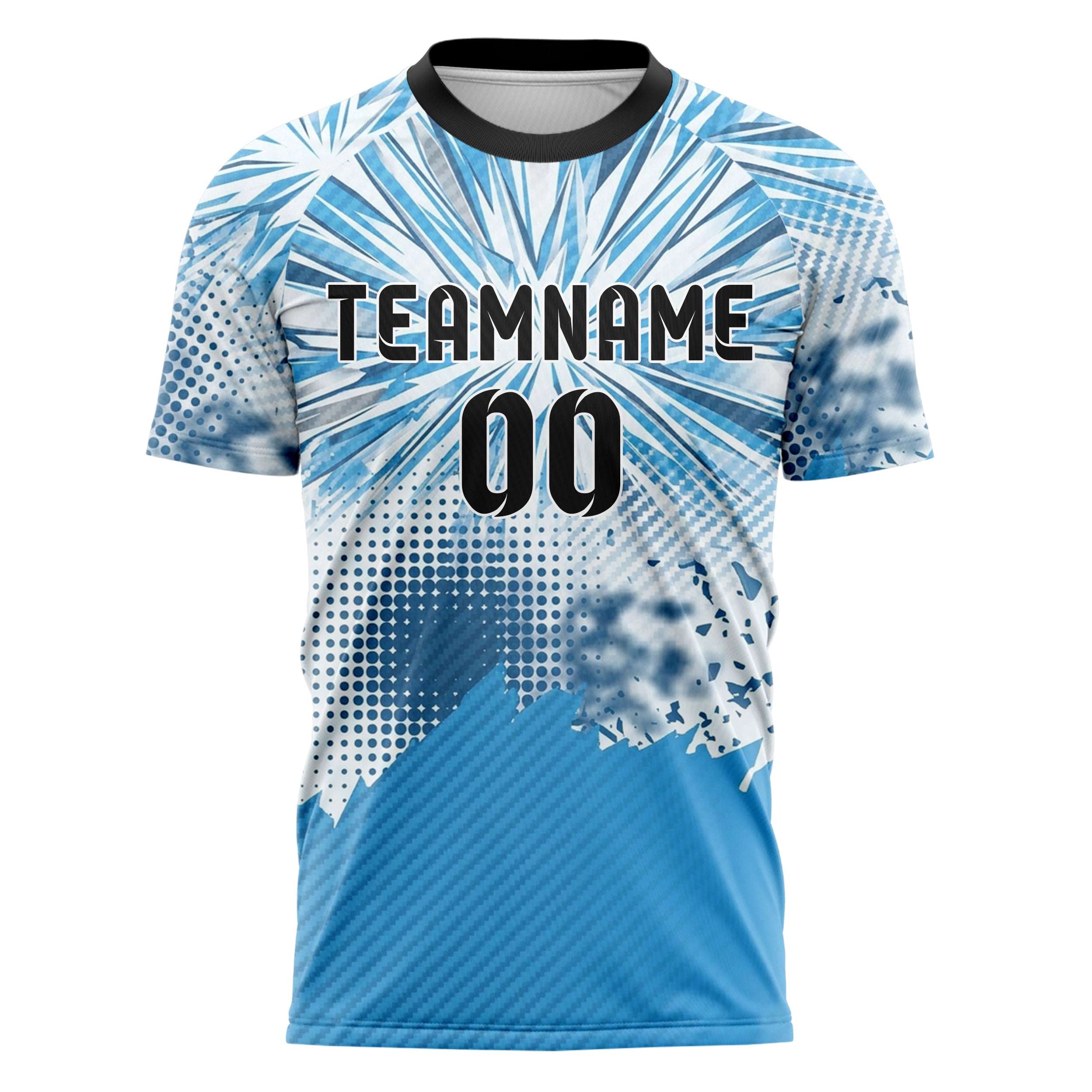 Ice White Sky Blue Slate Chrome Frost Crystal Burst Custom Soccer Jersey