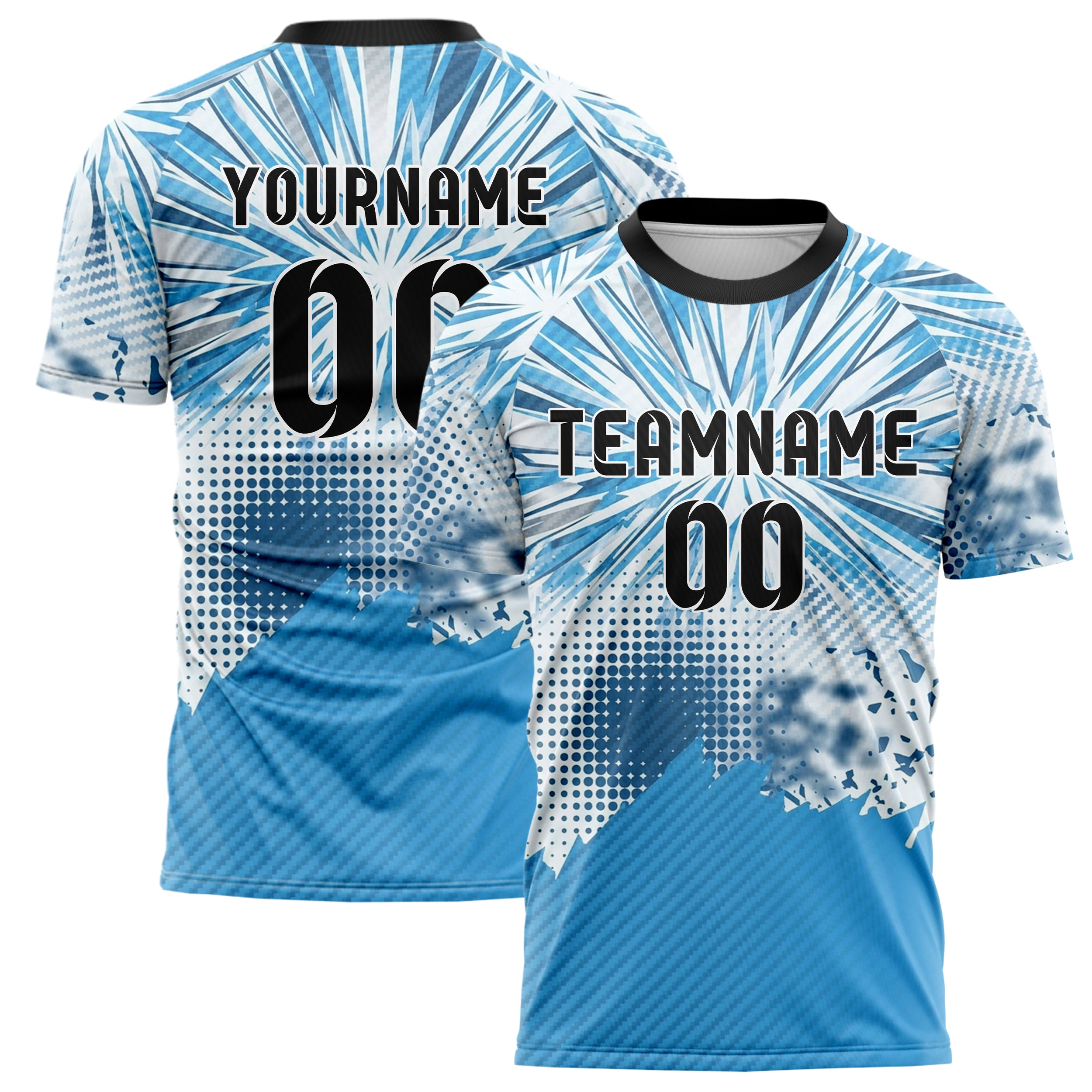 Ice White Sky Blue Slate Chrome Frost Crystal Burst Custom Soccer Jersey