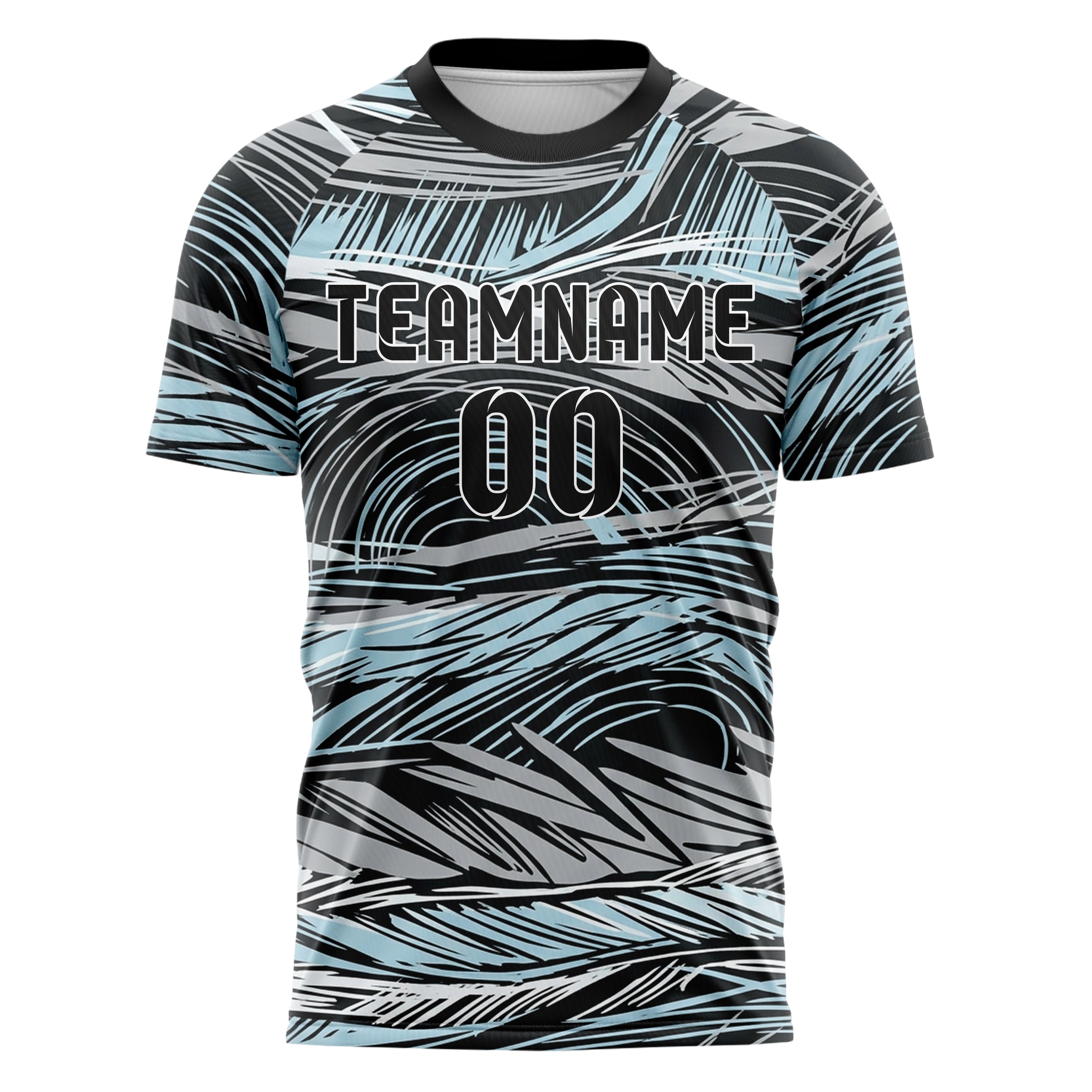 Black Silver Ice Blue White Auroral Thermal Lines Custom Soccer Jersey
