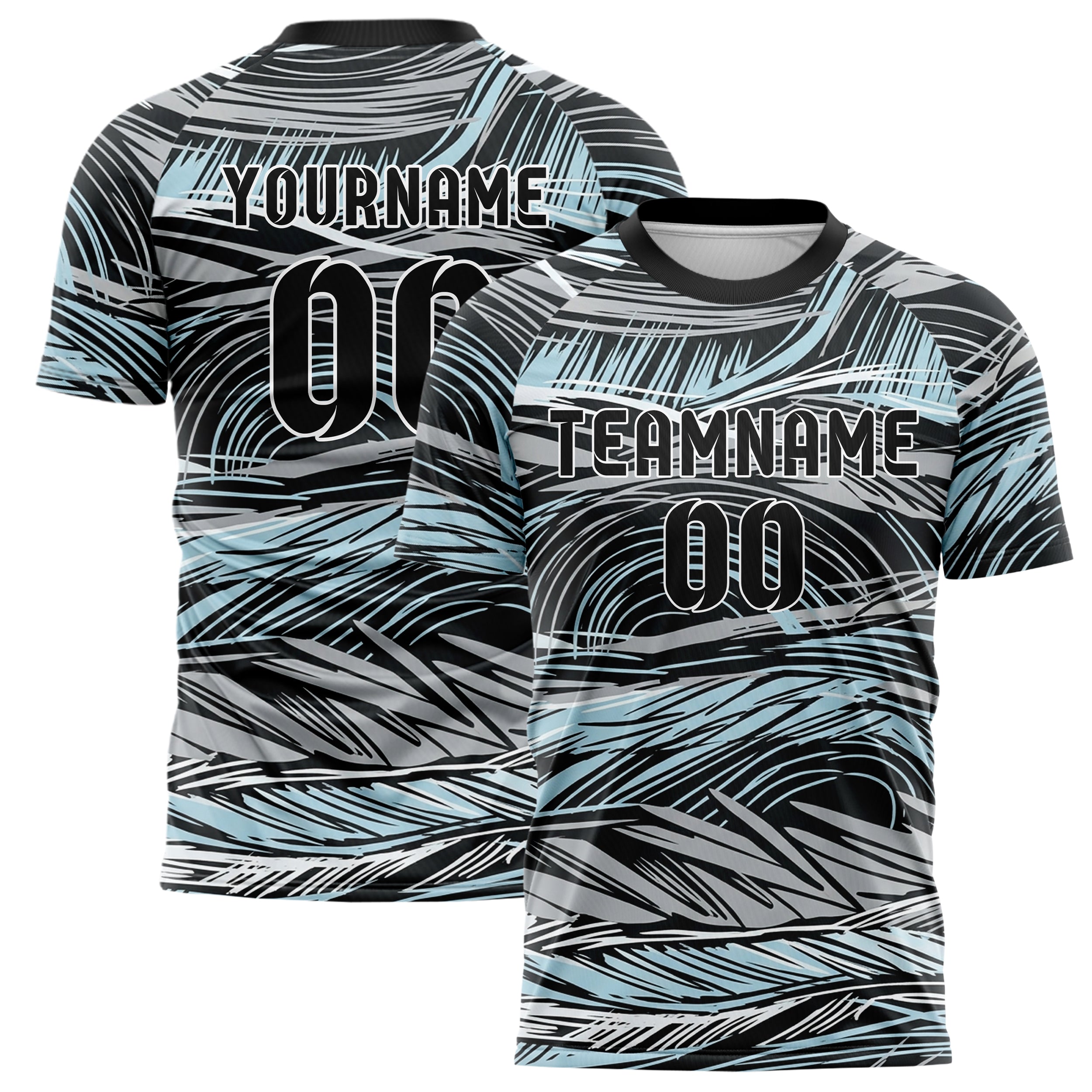 Black Silver Ice Blue White Auroral Thermal Lines Custom Soccer Jersey