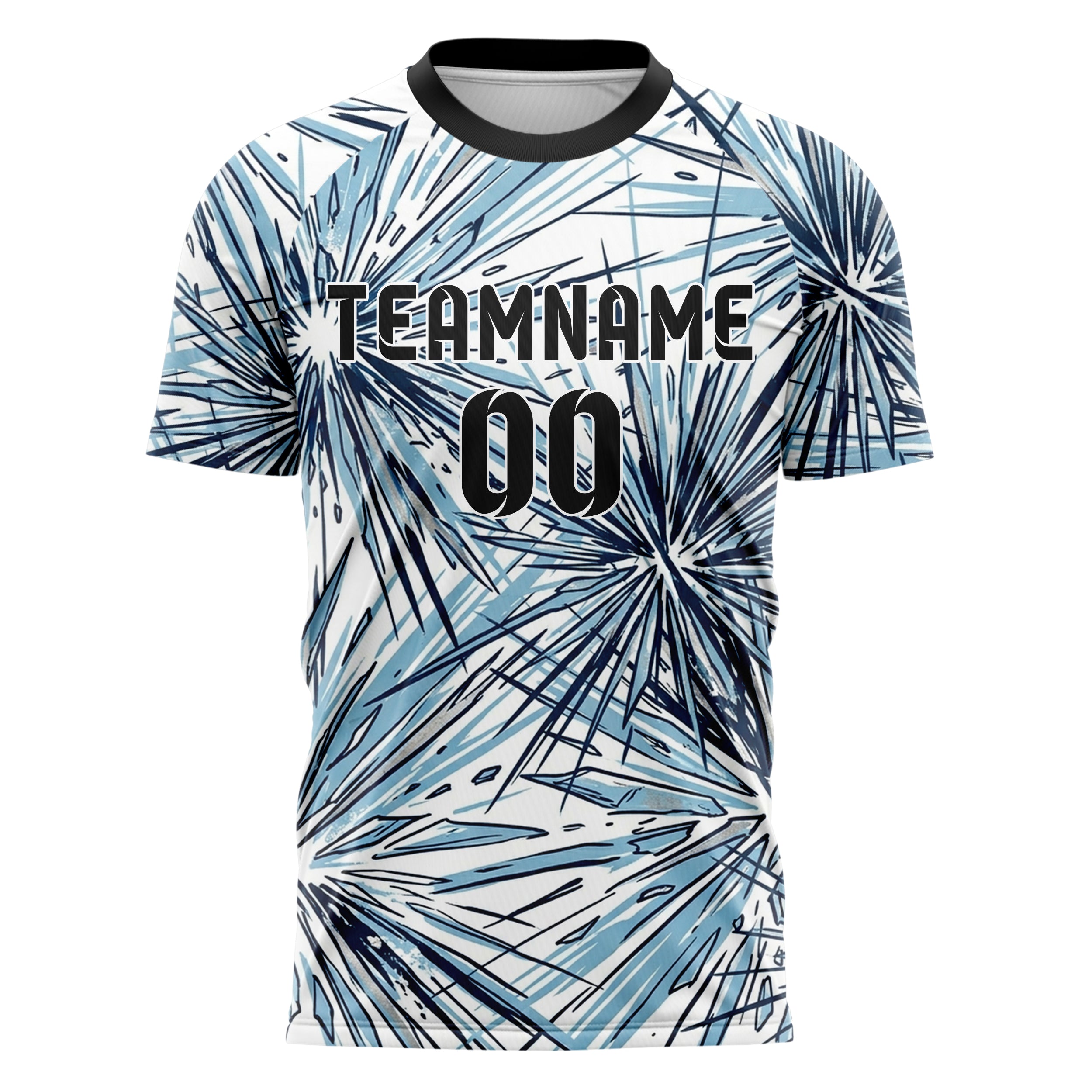 White Glacial Blue Navy Silver Alpine Carve Ice Fracture Custom Soccer Jersey