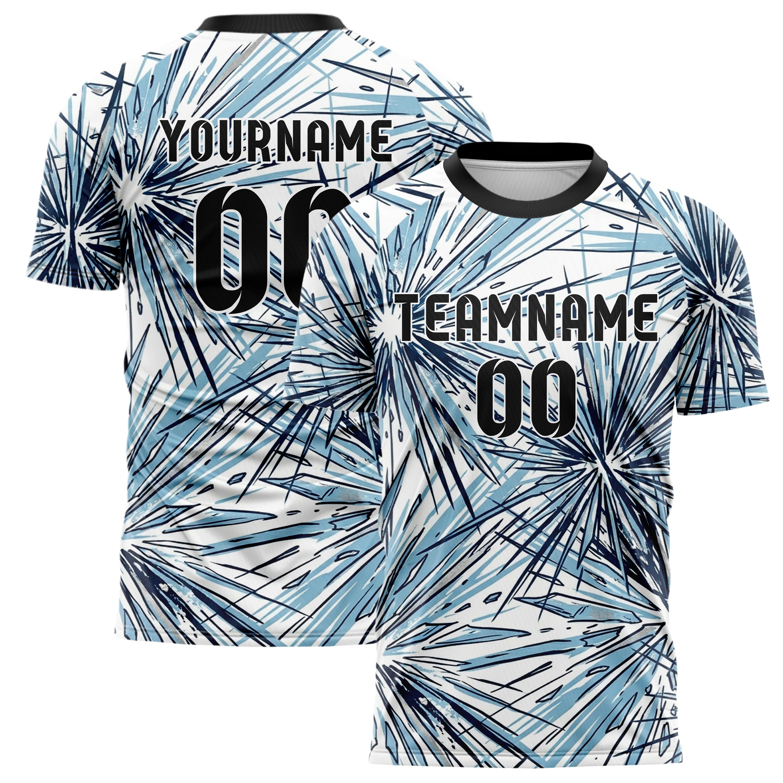 White Glacial Blue Navy Silver Alpine Carve Ice Fracture Custom Soccer Jersey