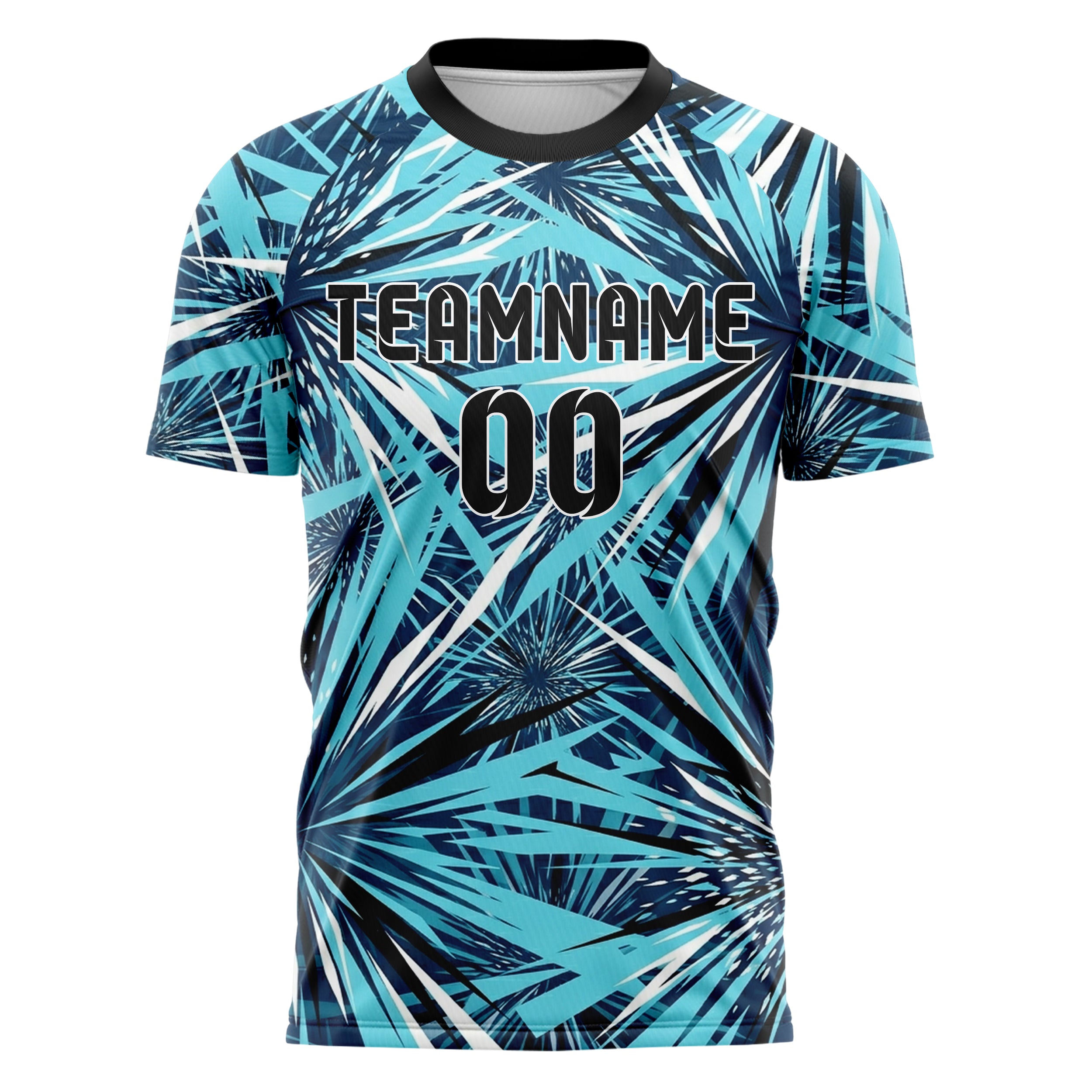 Midnight Blue Frost Cyan White Black Snowstorm Visibility Transition Custom Soccer Jersey