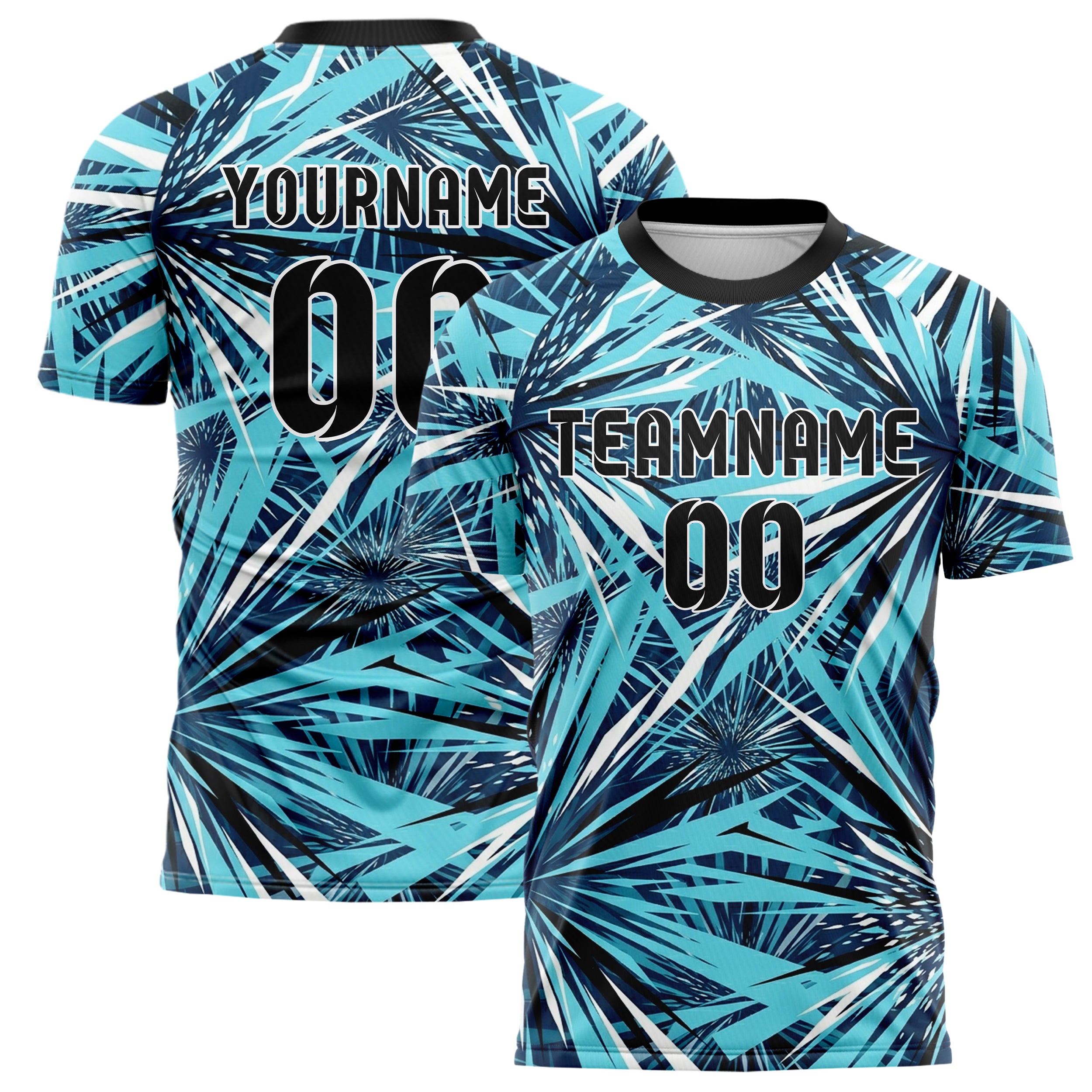 Midnight Blue Frost Cyan White Black Snowstorm Visibility Transition Custom Soccer Jersey