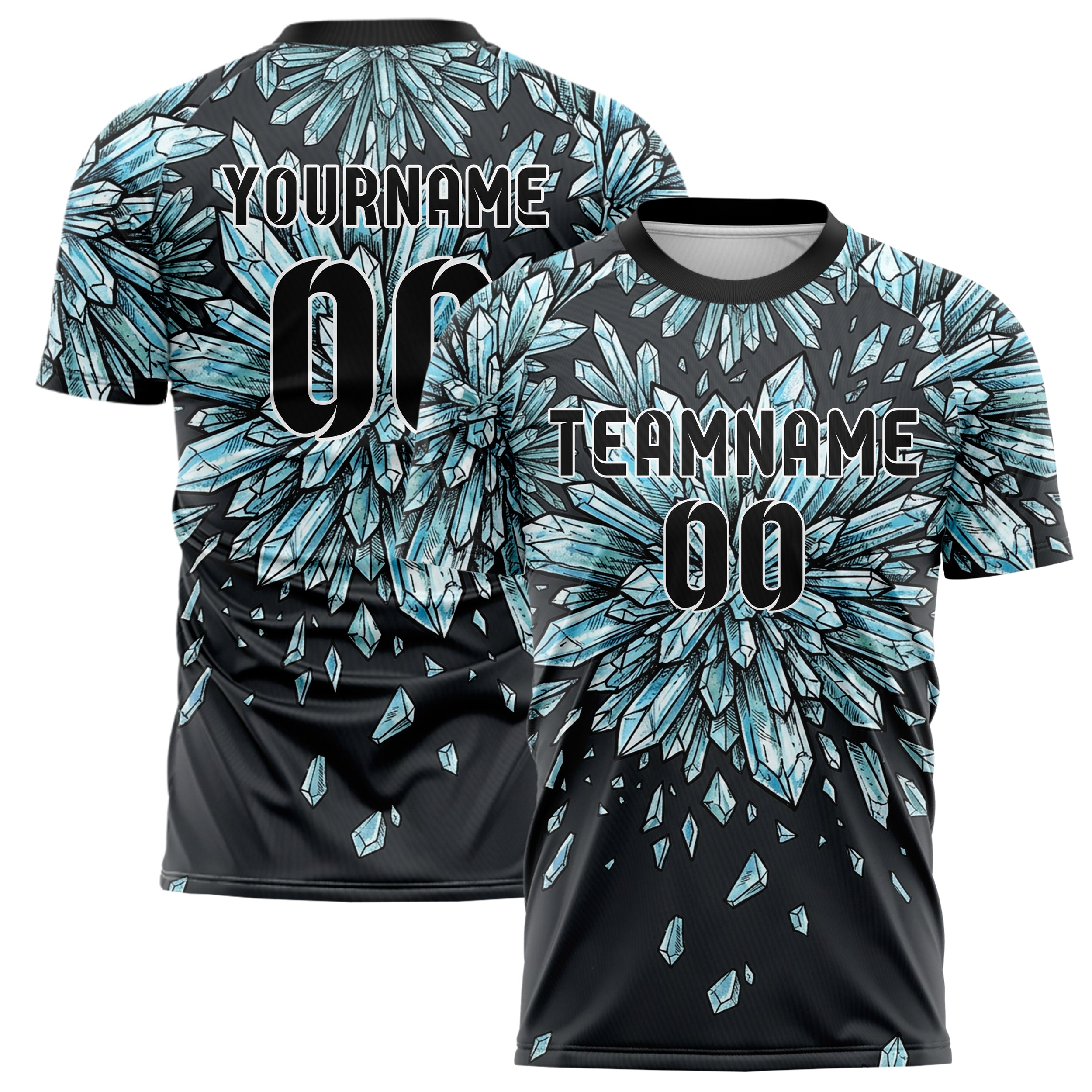 Charcoal Ice Blue White Teal Slalom Gate Streaks Custom Soccer Jersey