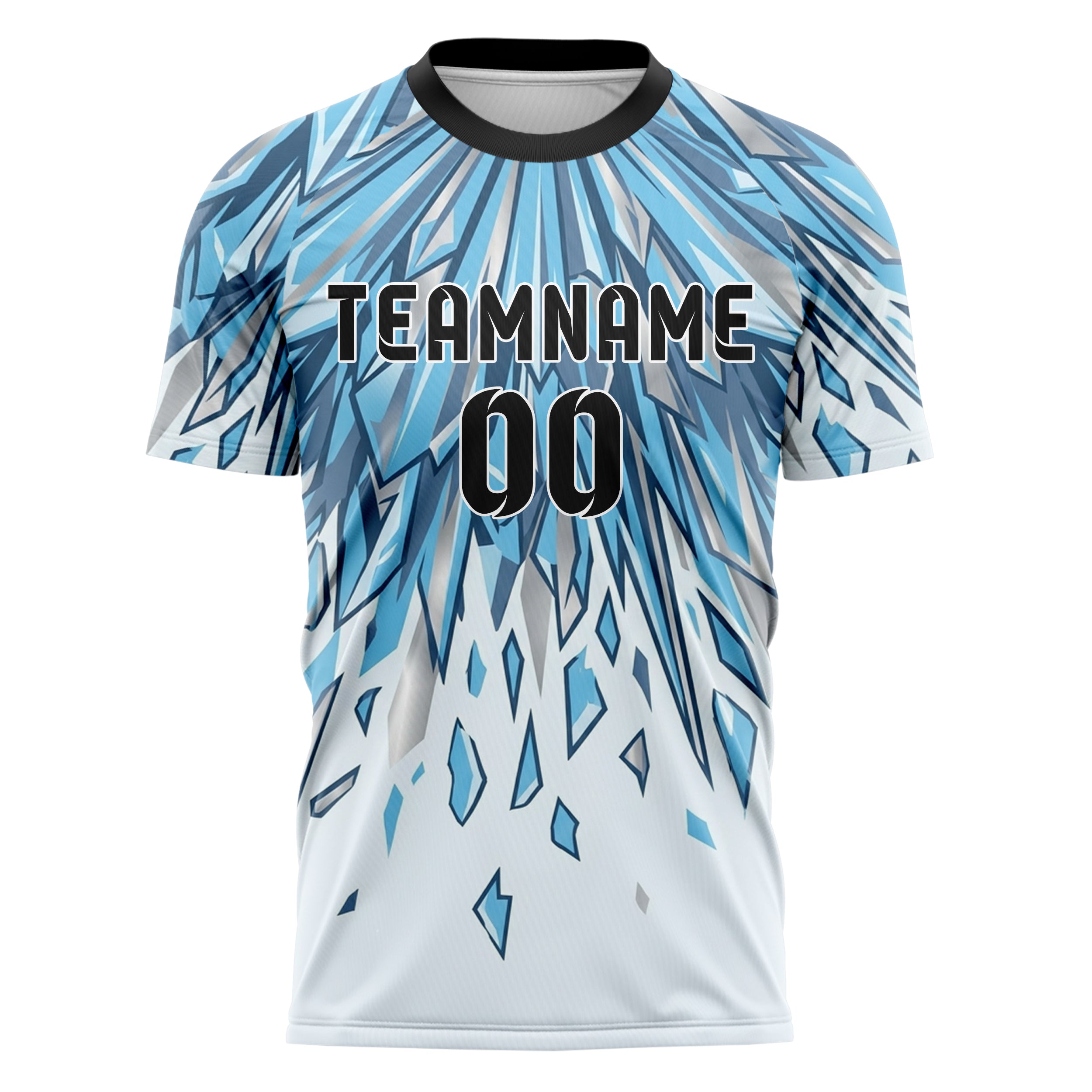Ice White Sky Blue Slate Chrome Frost Crystal Burst Custom Soccer Jersey