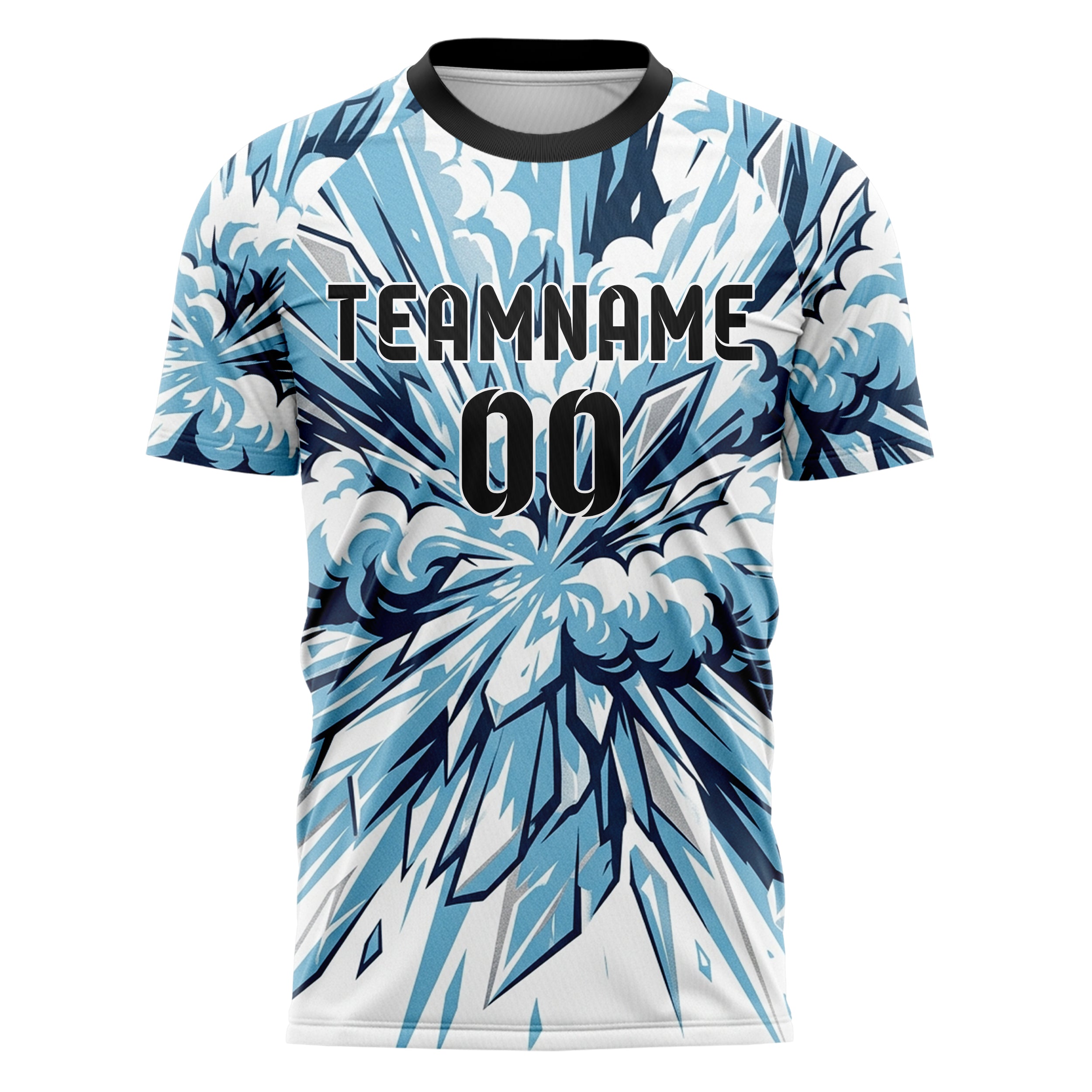 White Glacial Blue Navy Silver Avalanche Powder Plume Custom Soccer Jersey