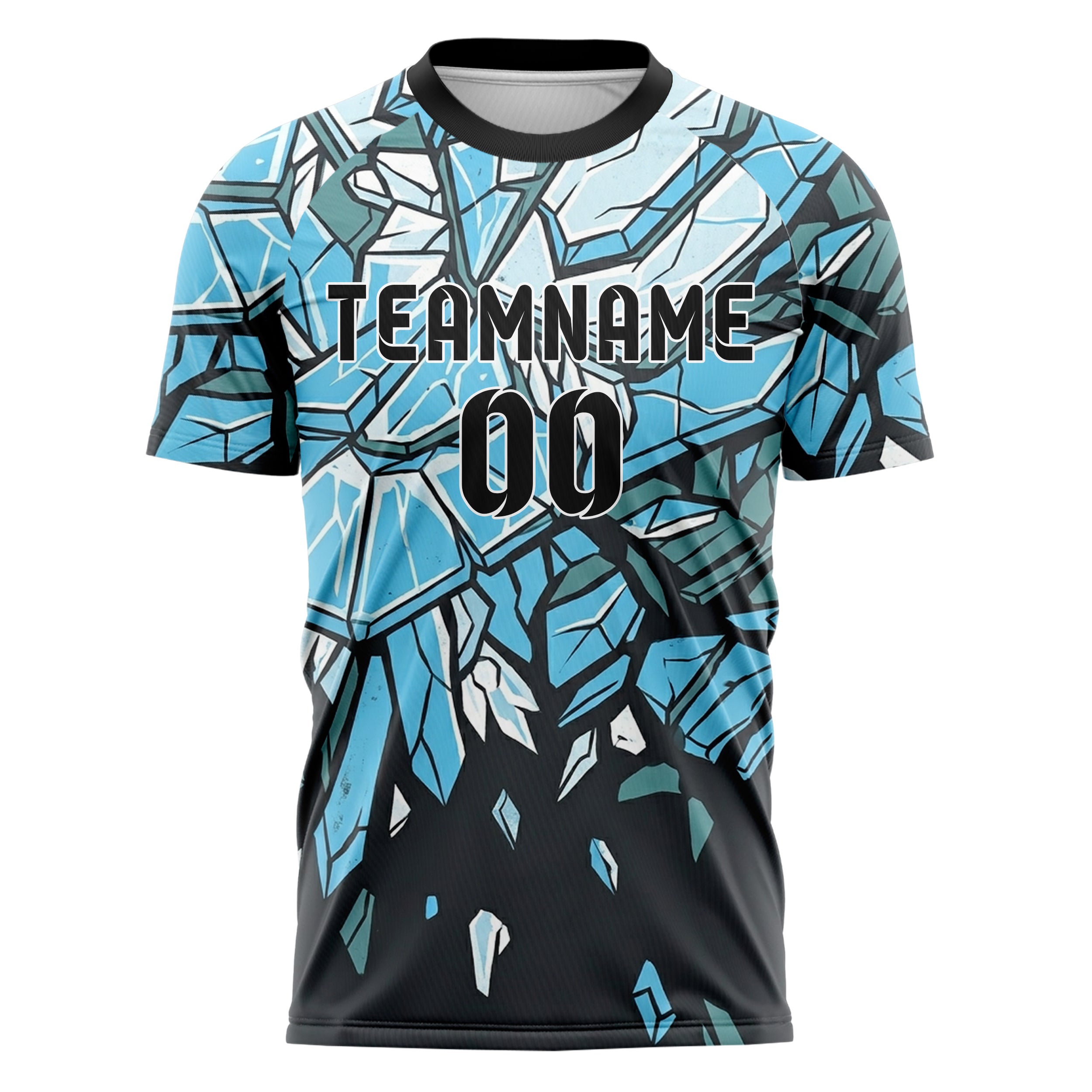 Charcoal Ice Blue White Teal Ice Shield Plating Custom Soccer Jersey
