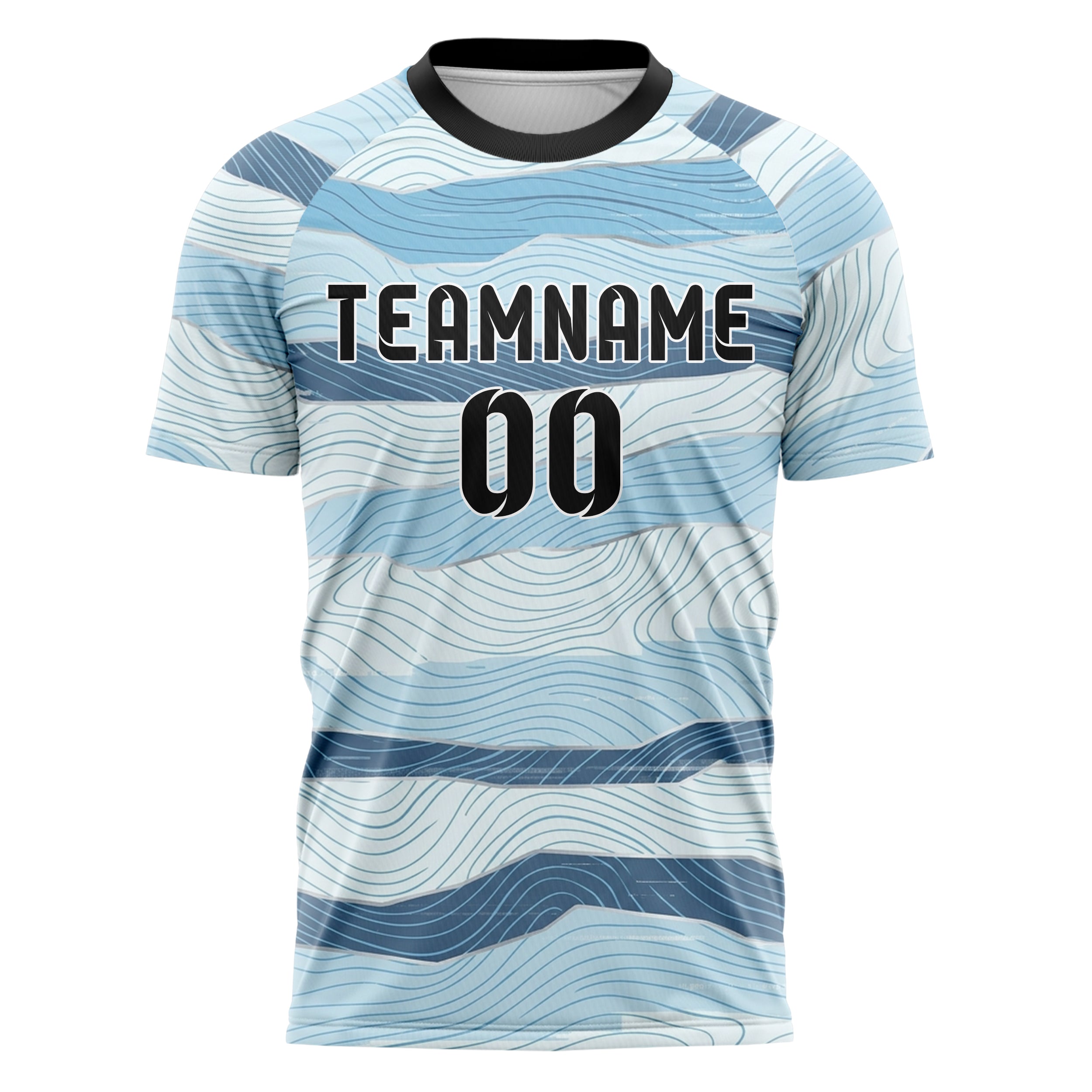 Ice White Sky Blue Slate Chrome Snowfield Contour Map Custom Soccer Jersey