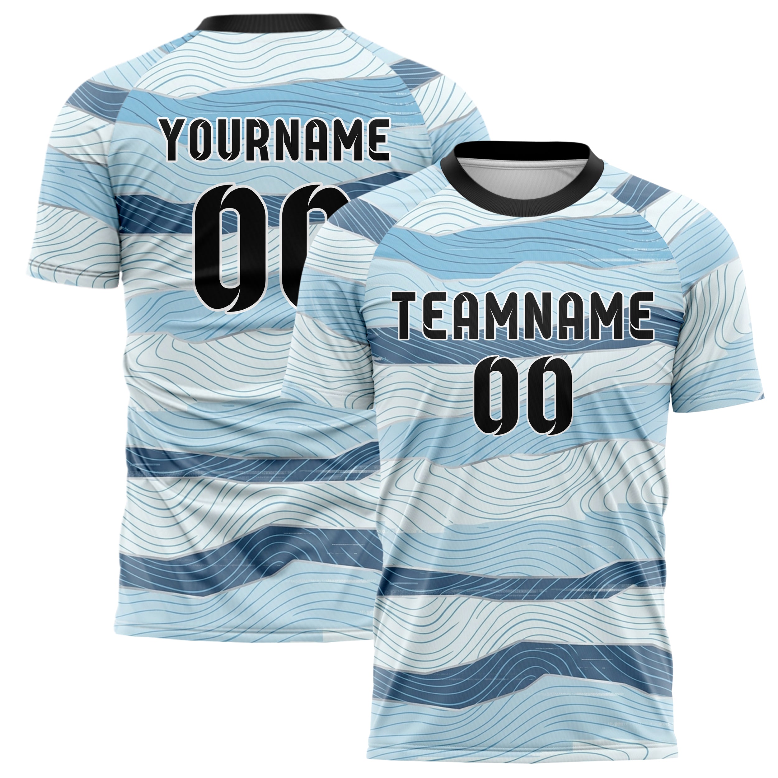 Ice White Sky Blue Slate Chrome Snowfield Contour Map Custom Soccer Jersey
