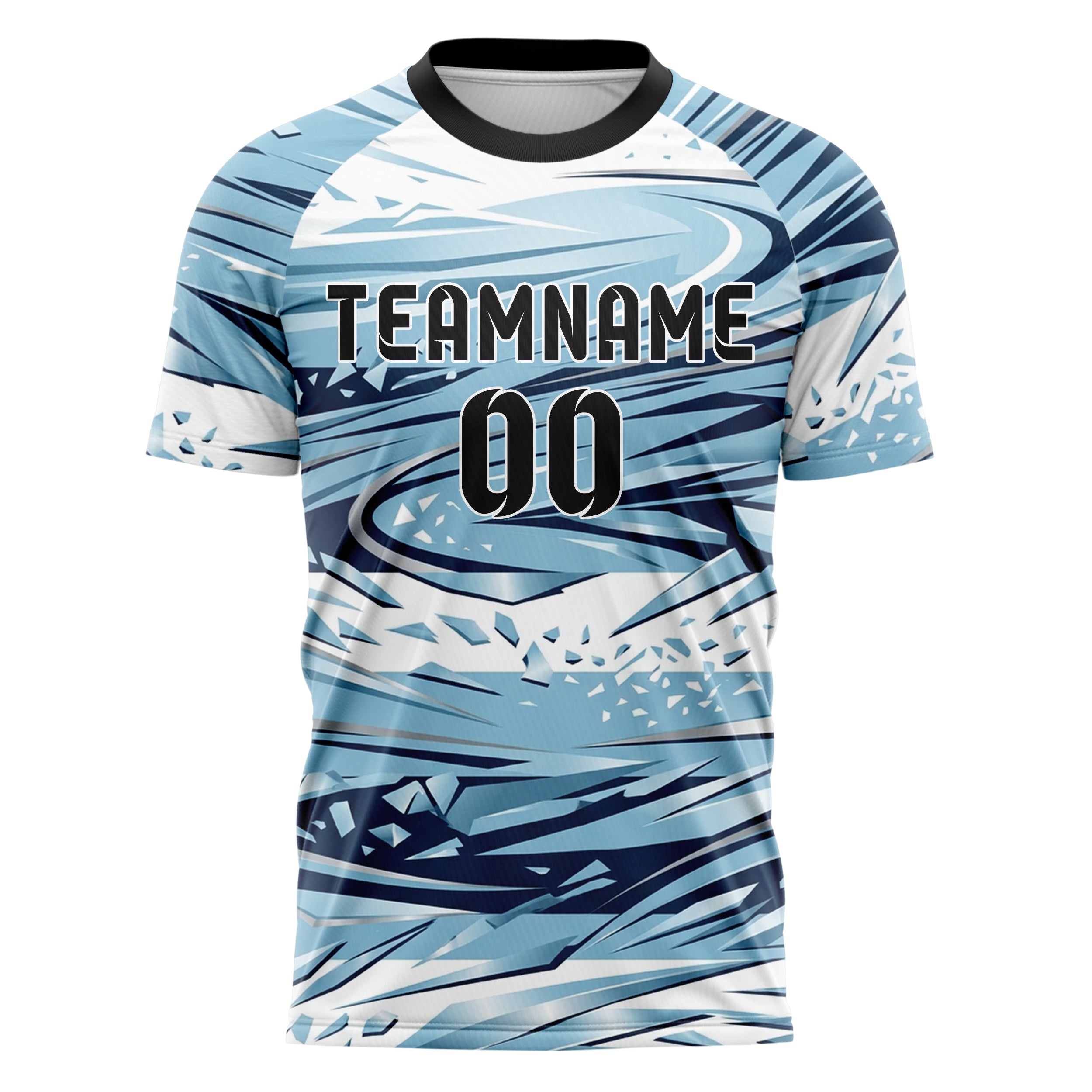 White Glacial Blue Navy Silver Alpine Carve Ice Fracture Custom Soccer Jersey