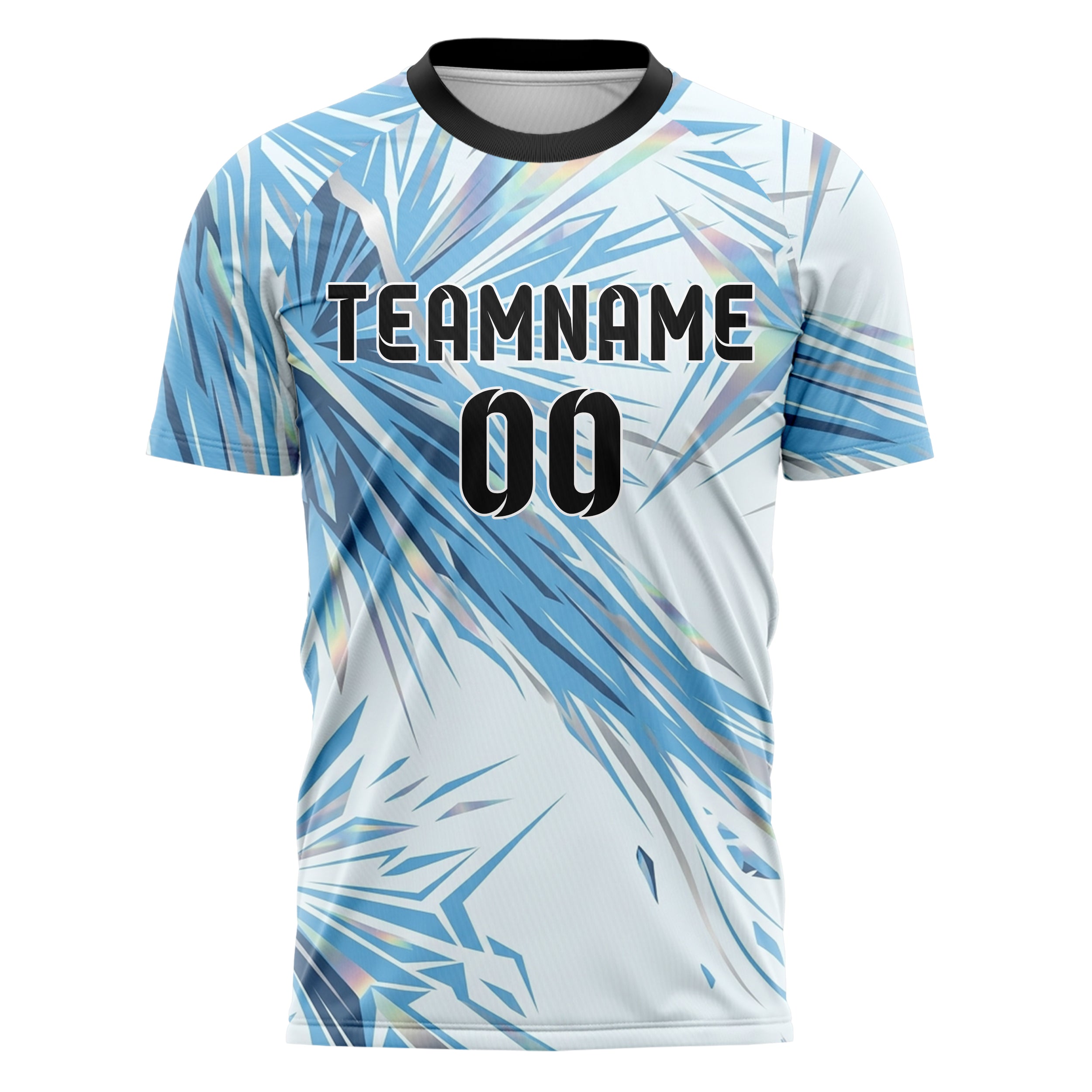 Ice White Sky Blue Slate Chrome Frost Crystal Burst Custom Soccer Jersey