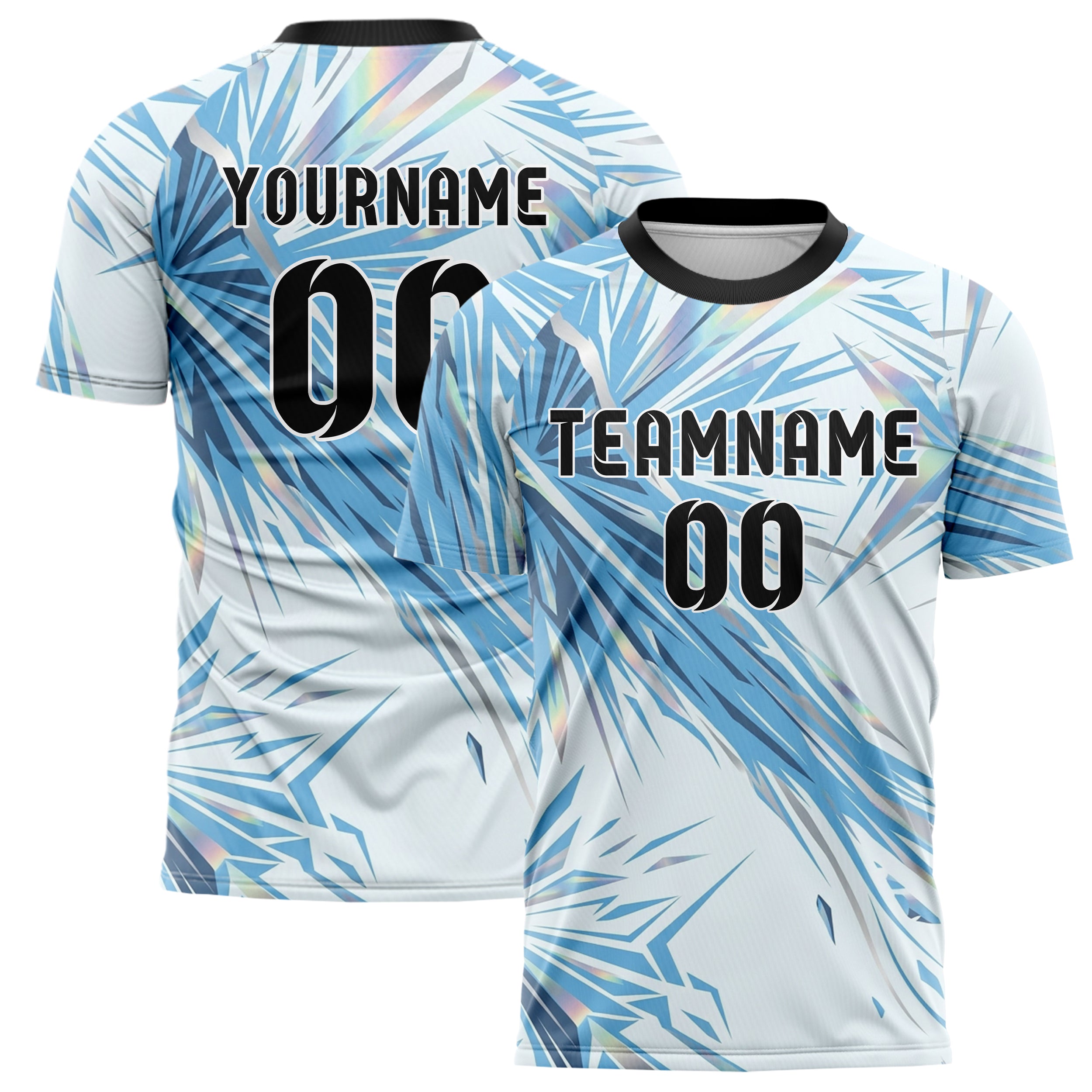 Ice White Sky Blue Slate Chrome Frost Crystal Burst Custom Soccer Jersey