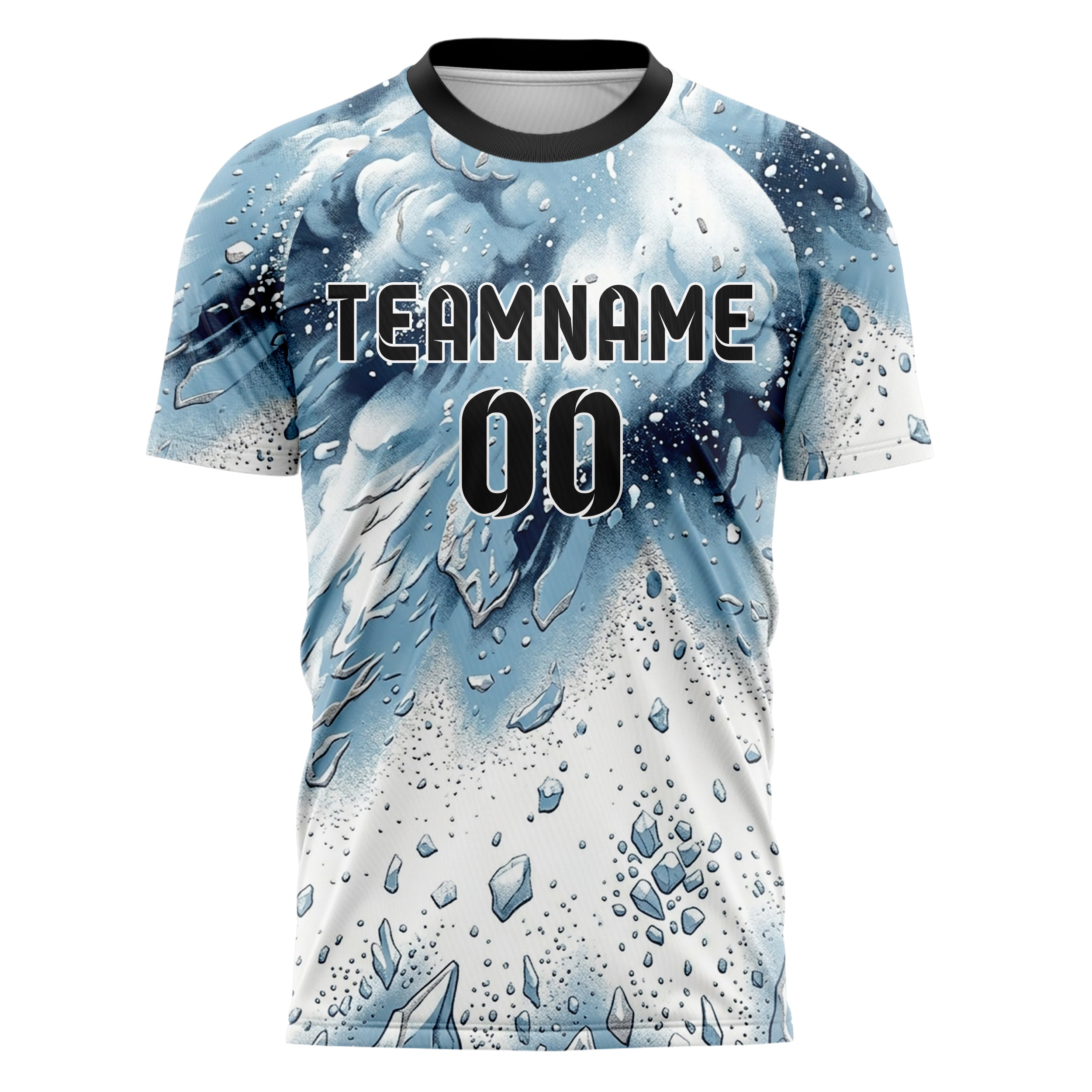 White Glacial Blue Navy Silver Avalanche Powder Plume Custom Soccer Jersey