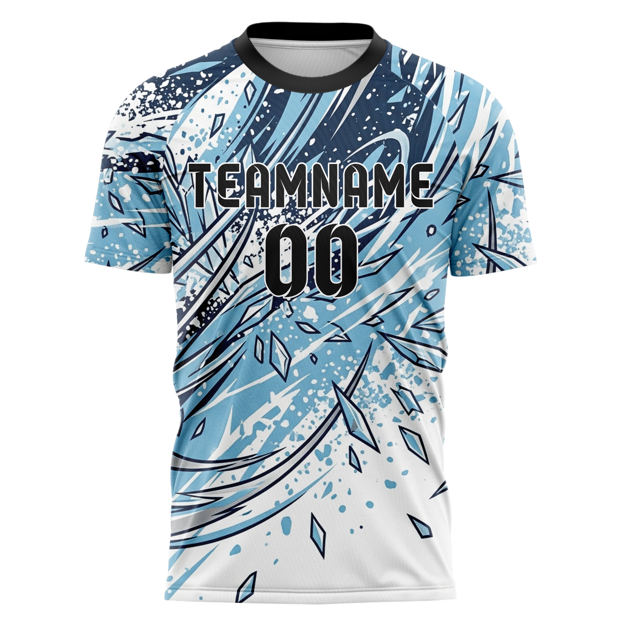 White Glacial Blue Navy Silver Alpine Carve Ice Fracture Custom Soccer Jersey