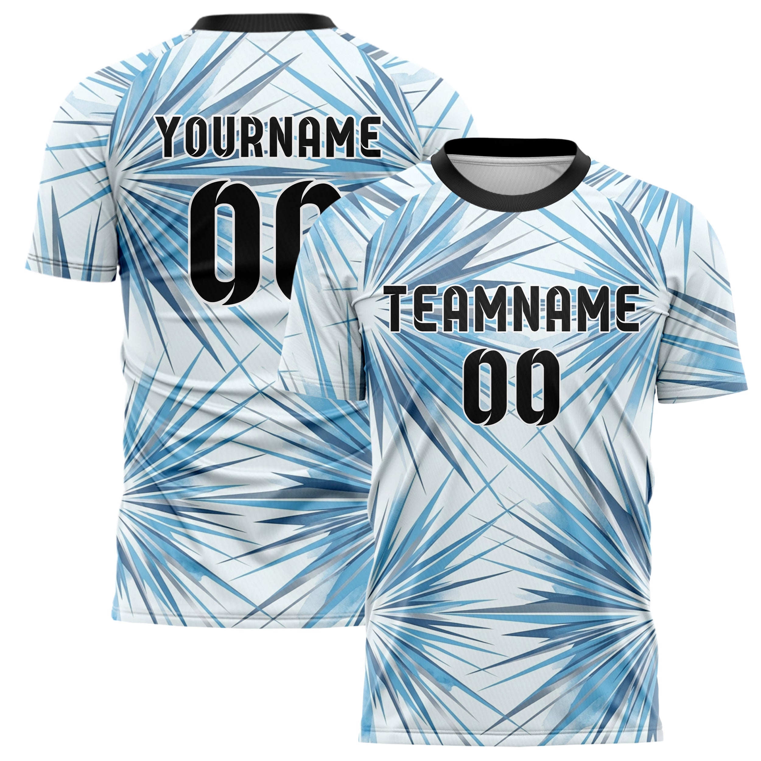 Ice White Sky Blue Slate Chrome Frost Crystal Burst Custom Soccer Jersey