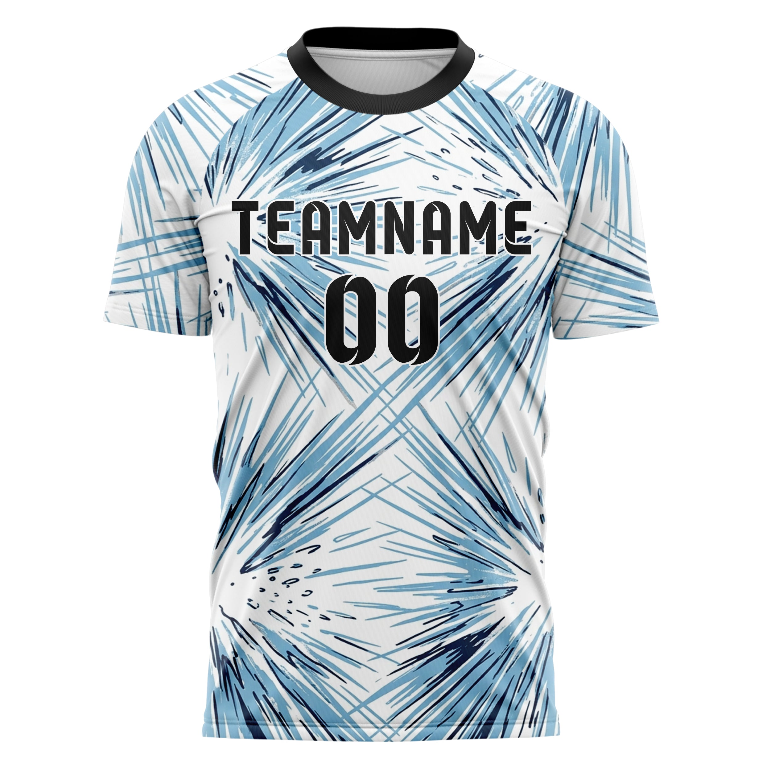 White Glacial Blue Navy Silver Avalanche Powder Plume Custom Soccer Jersey