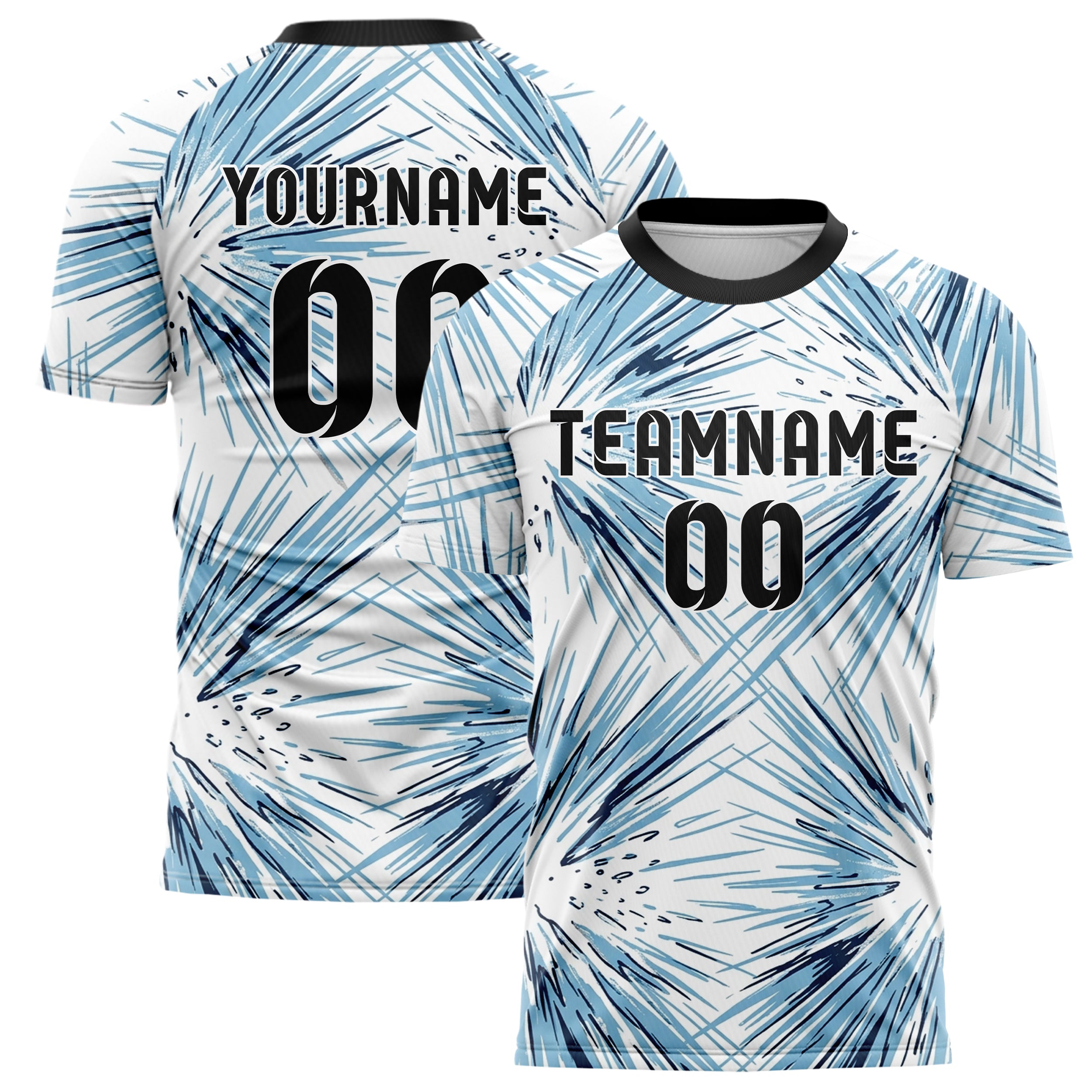 White Glacial Blue Navy Silver Avalanche Powder Plume Custom Soccer Jersey